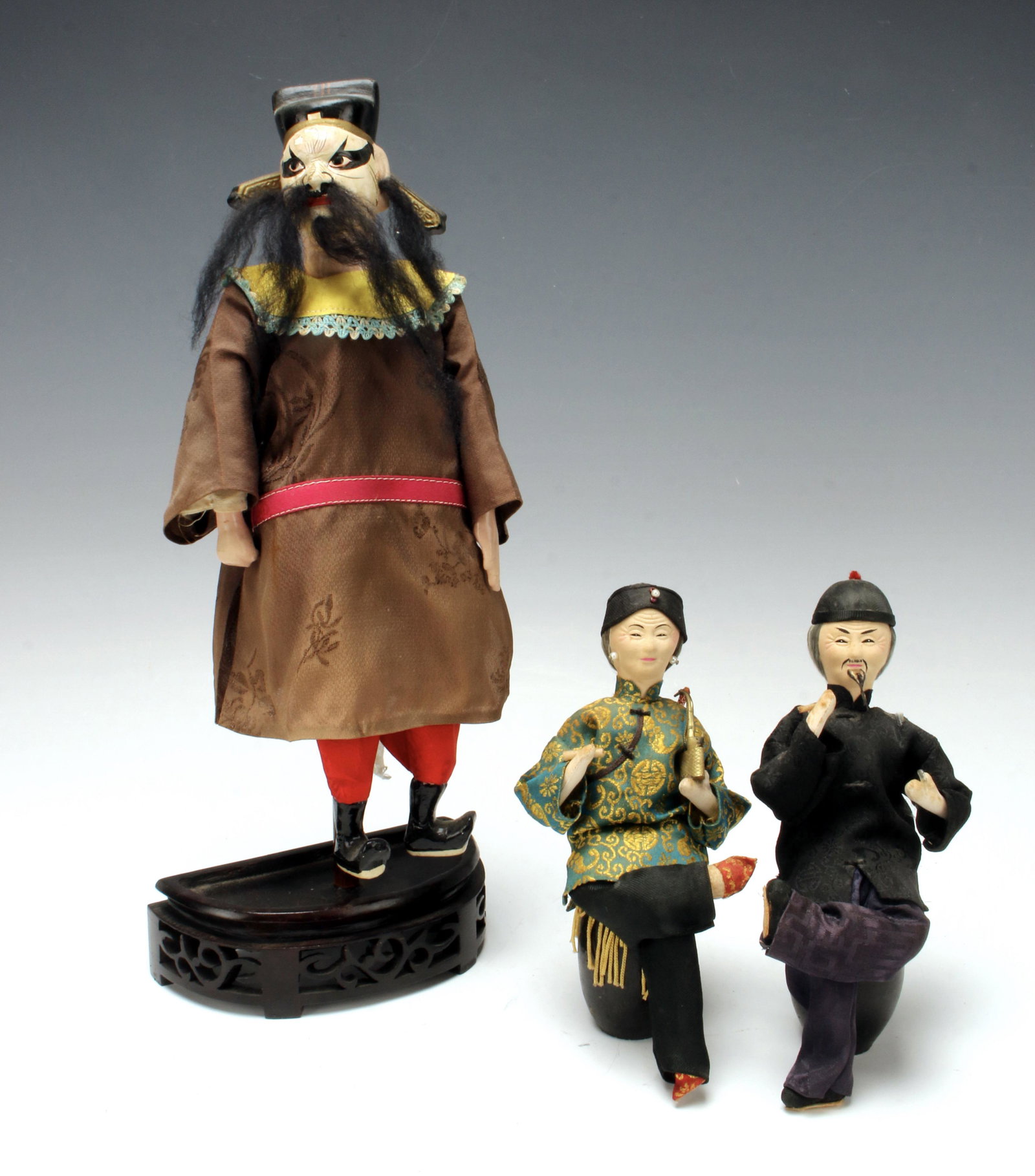 PAIR CHINESE DOLLS & PUPPET (1 of 4)