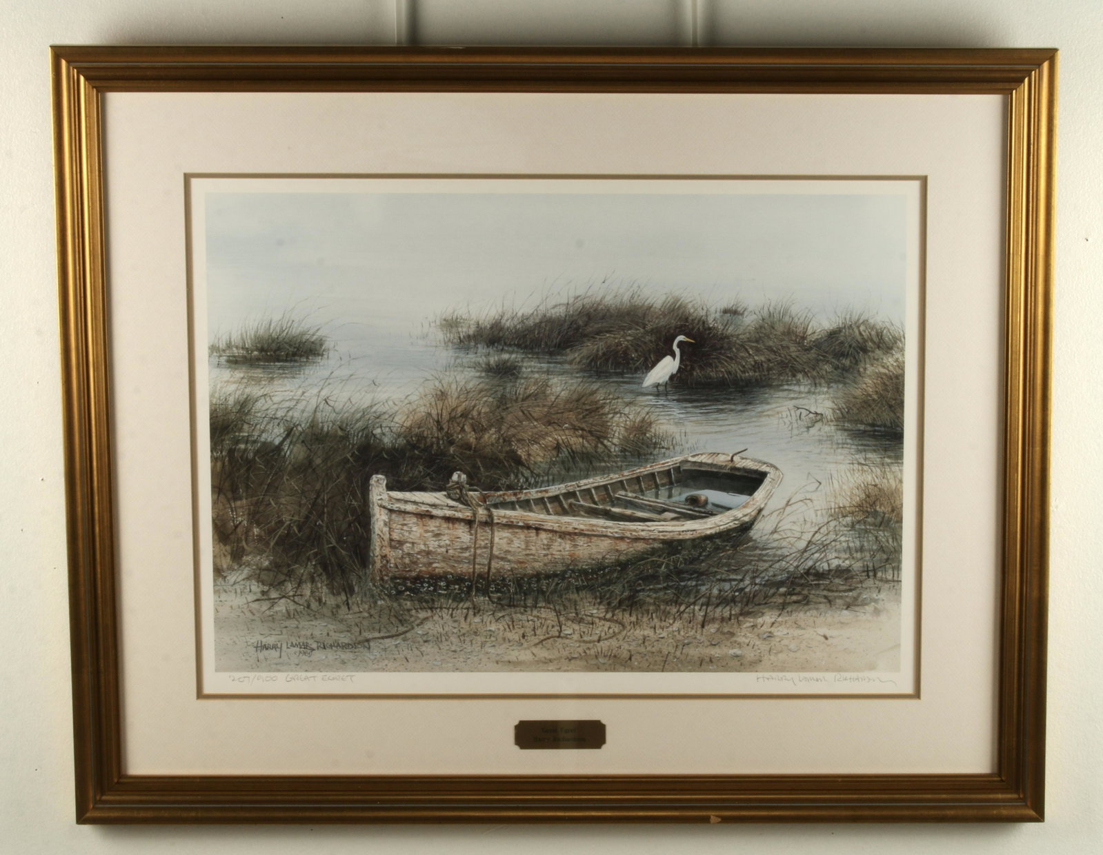 GREAT EGRET BY HARRY RICHARDSON: GREAT EGRET BY HARRY RICHARDSON 207/900. Signed lower right. 32 1/4" X 25 1/2" $20 - $40 Shipping:<