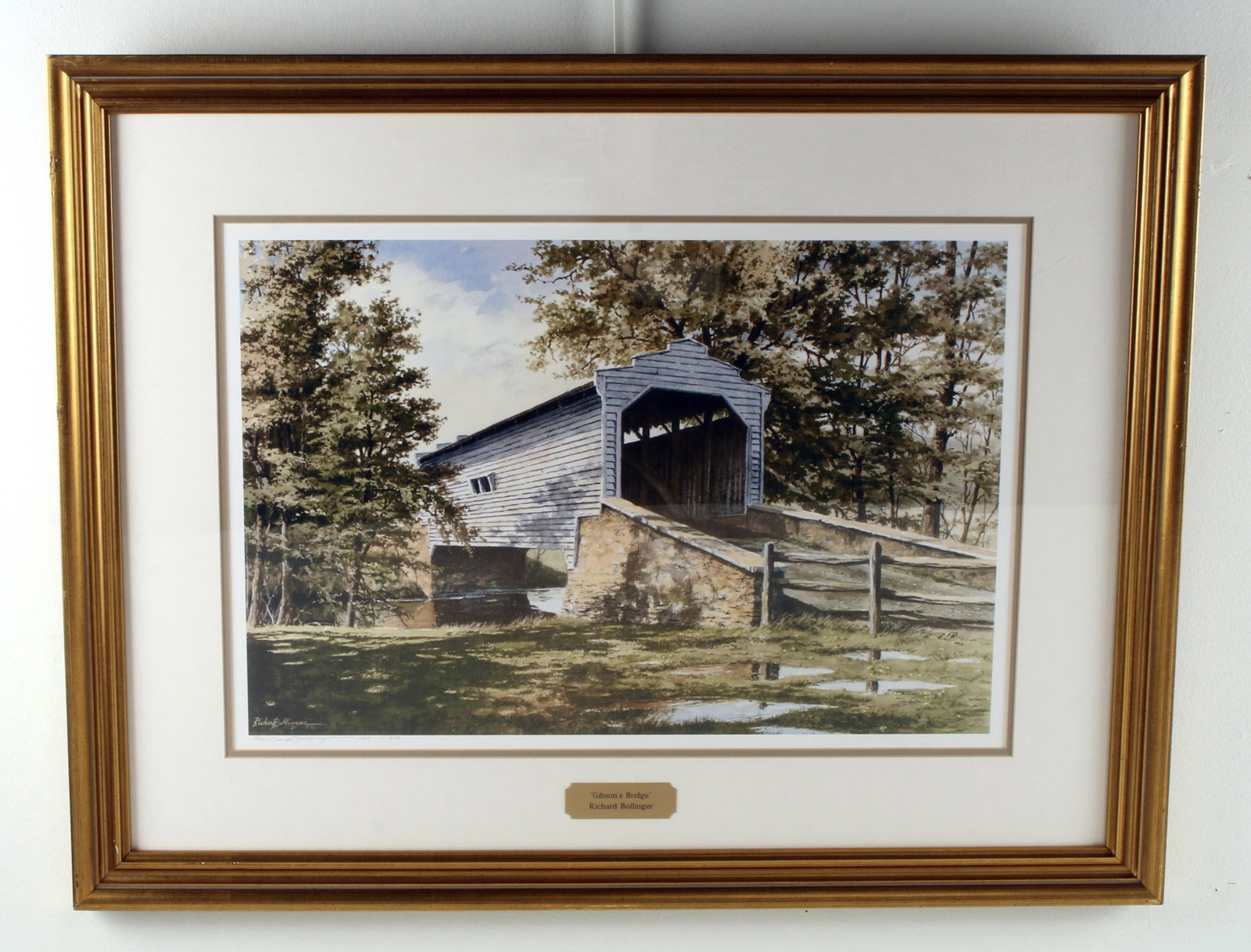 GIBSON'S BRIDGE BY RICHARD BOLLINGER S N: GIBSON'S BRIDGE BY RICHARD BOLLINGER S N 107/850. Signed lower right. 29 1/2" X 23" $20 - $40 Shi