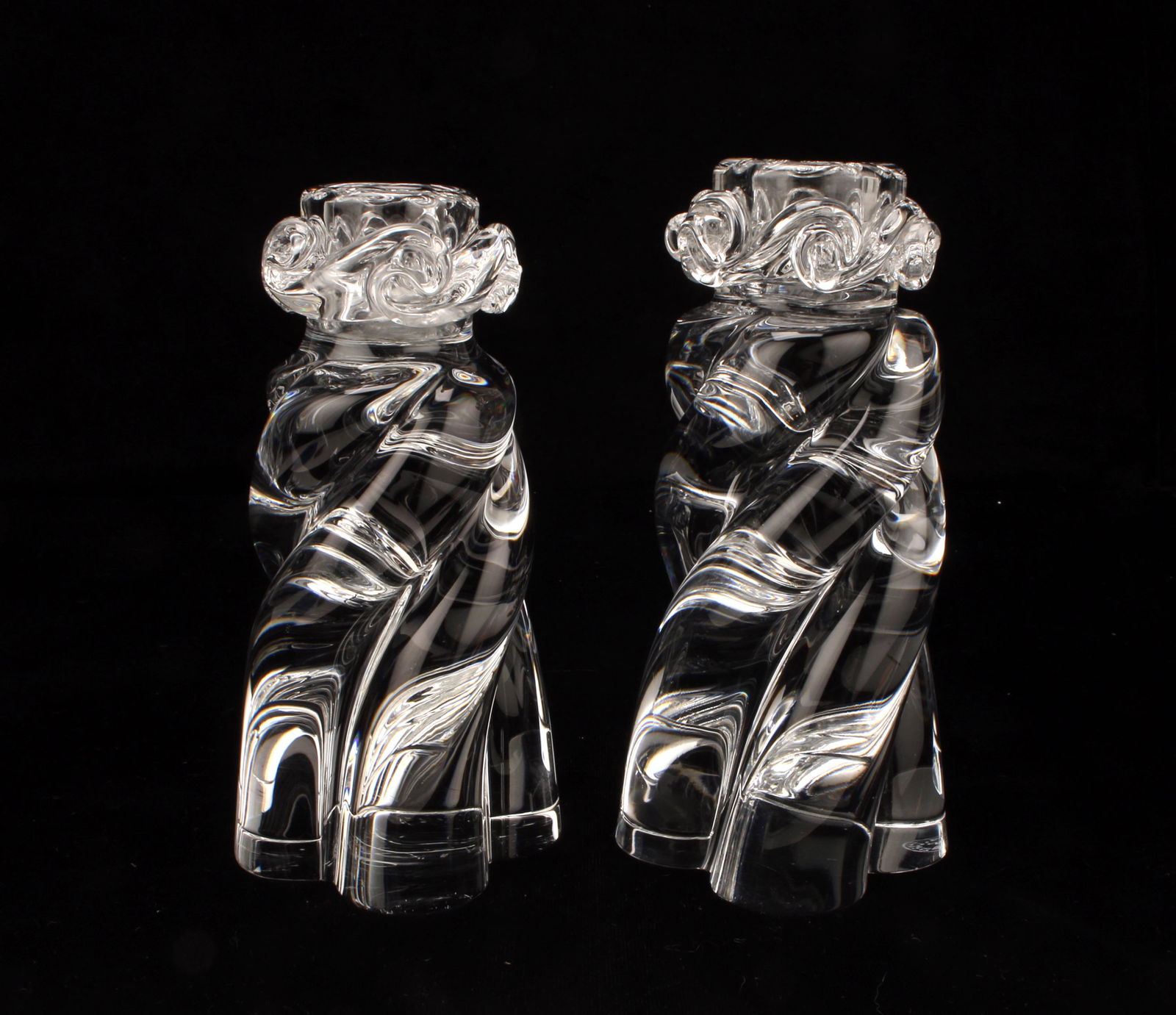 TWO BACCARAT ALADIN CRYSTAL TWIST CANDLESTICKS (1 of 4)