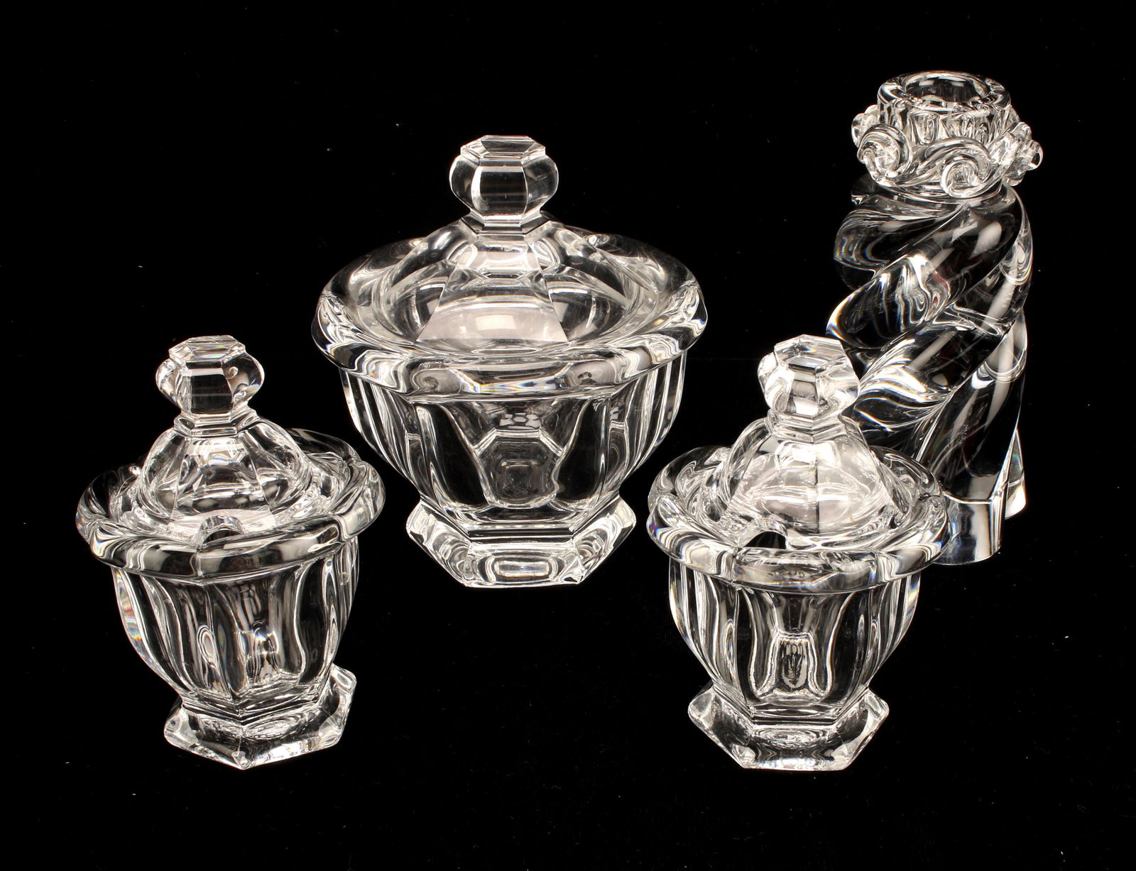 BACCARAT CRYSTAL LIDDED COMPOTES & ALADIN CANDLESTICK (1 of 6)