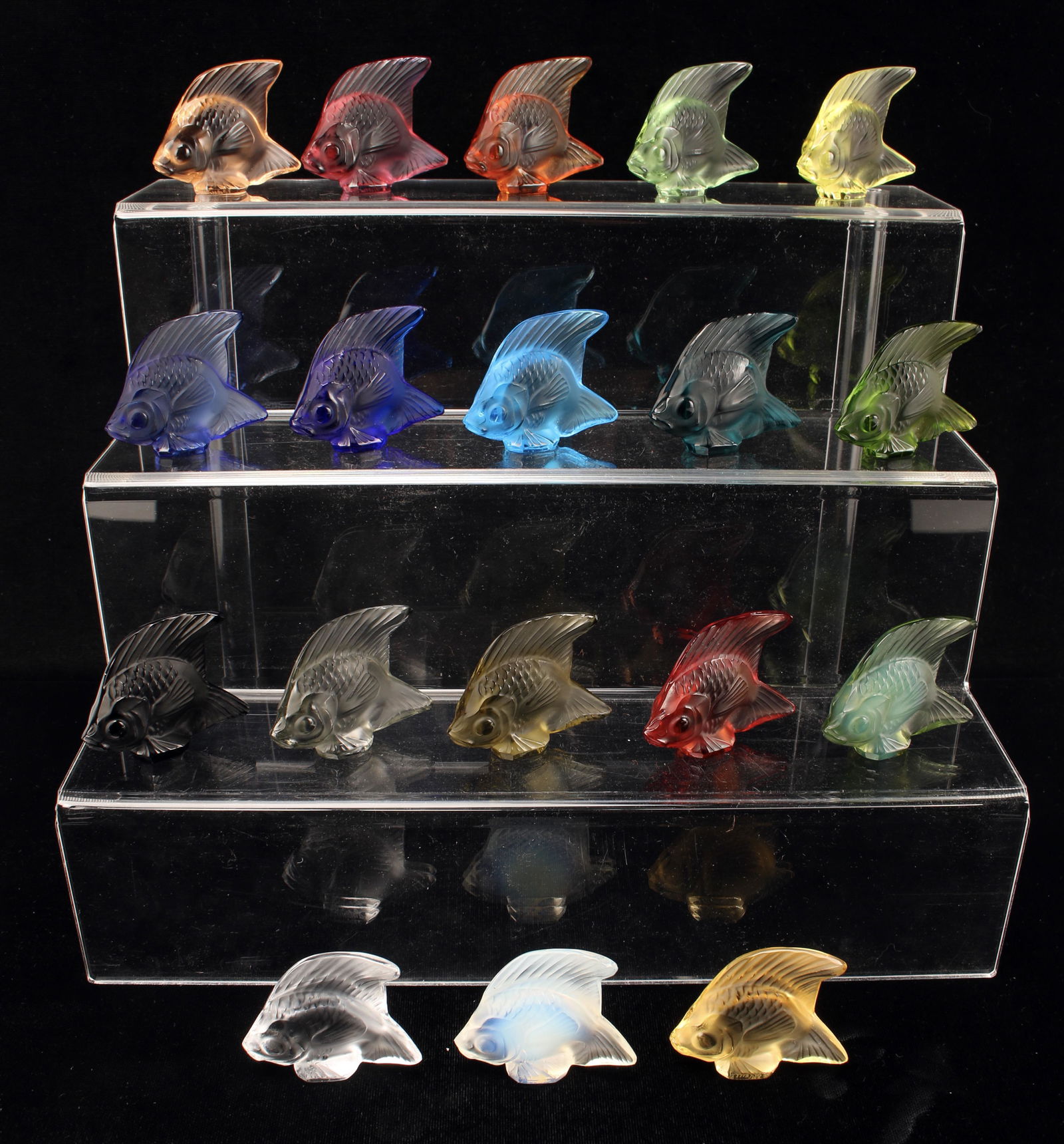COLORFUL SCHOOL OF 18 LALIQUE FISH (1 of 13)