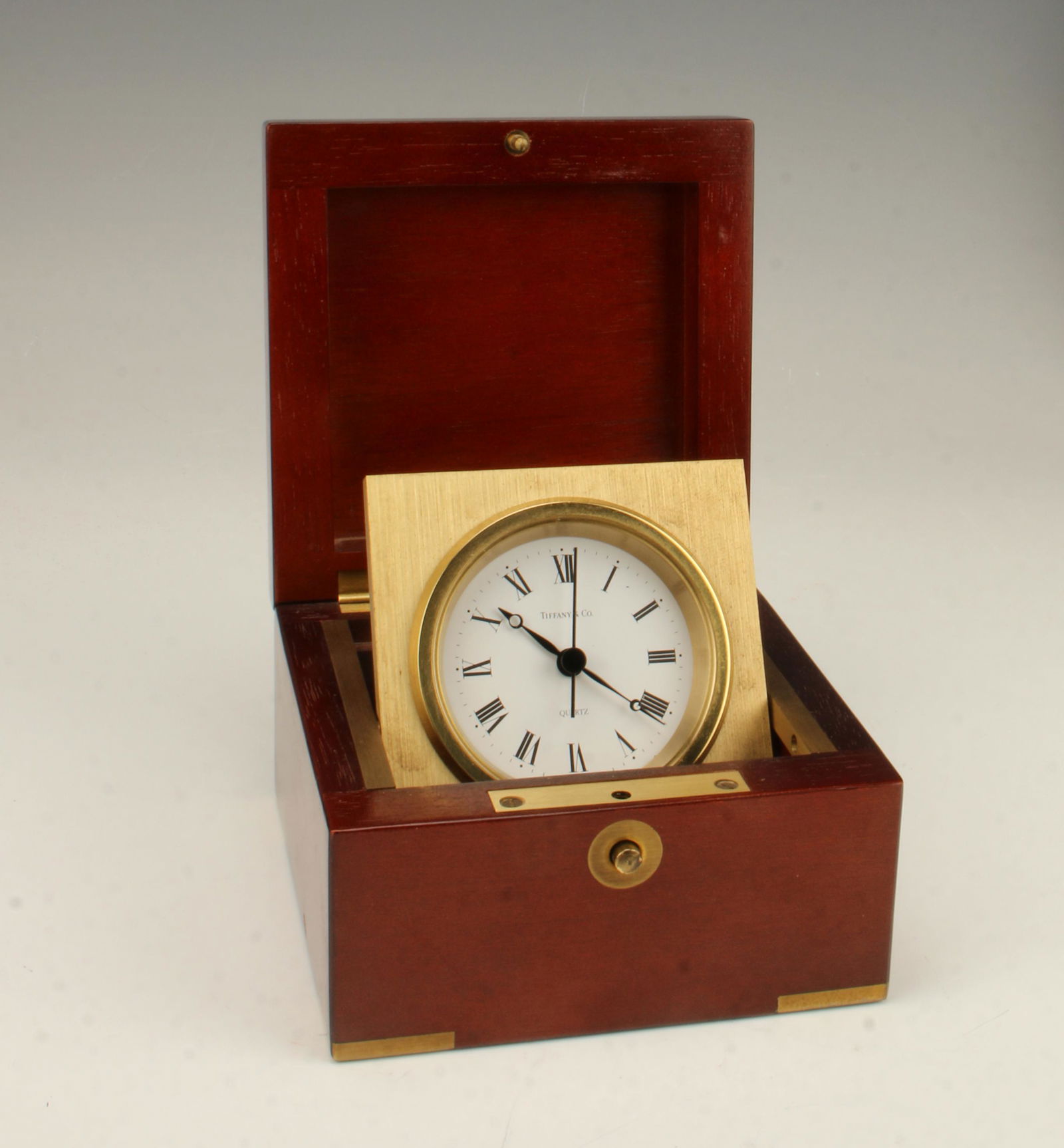 TIFFANY & CO. WOOD CASED TRAVEL CLOCK (1 of 5)