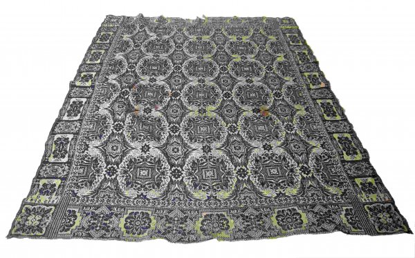Jacquard Coverlet: In blue and white weave, dated in the corner: 1845.