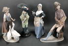FOUR PORCELAIN FEMALE LLADRO FIGURINES