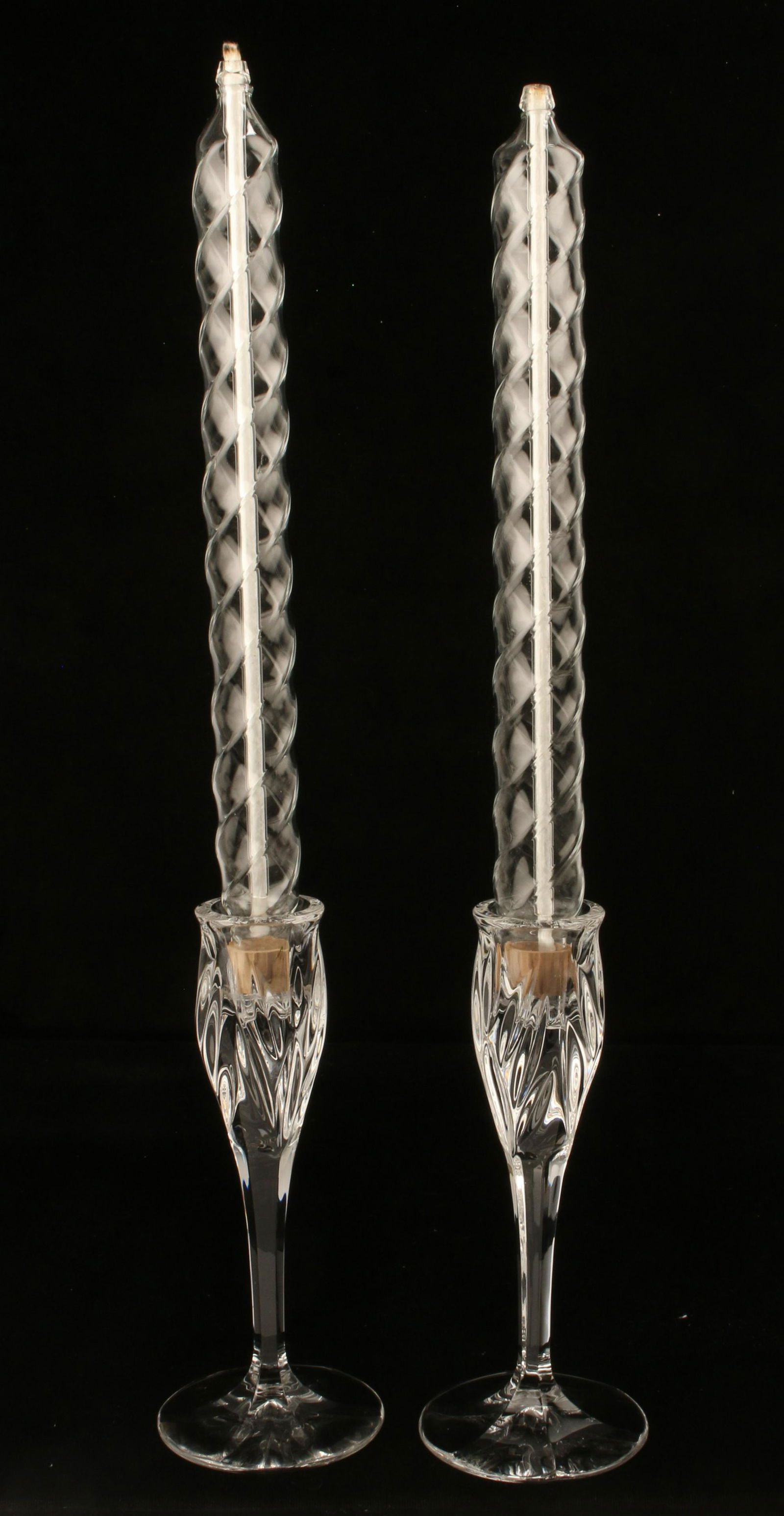 PAIR CRYSTAL CANDLESTICKS WITH REFILLABLE INSERTS (1 of 5)