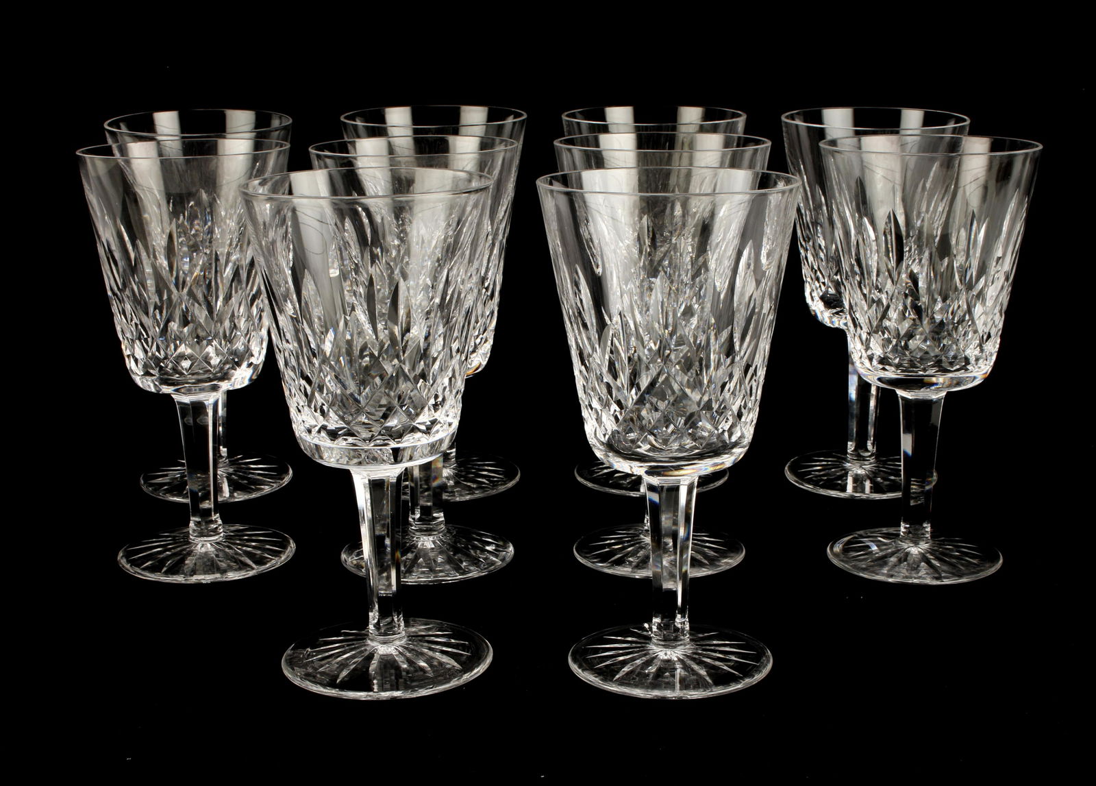 10 WATERFORD LISMORE CRYSTAL WATER GOBLETS (1 of 3)