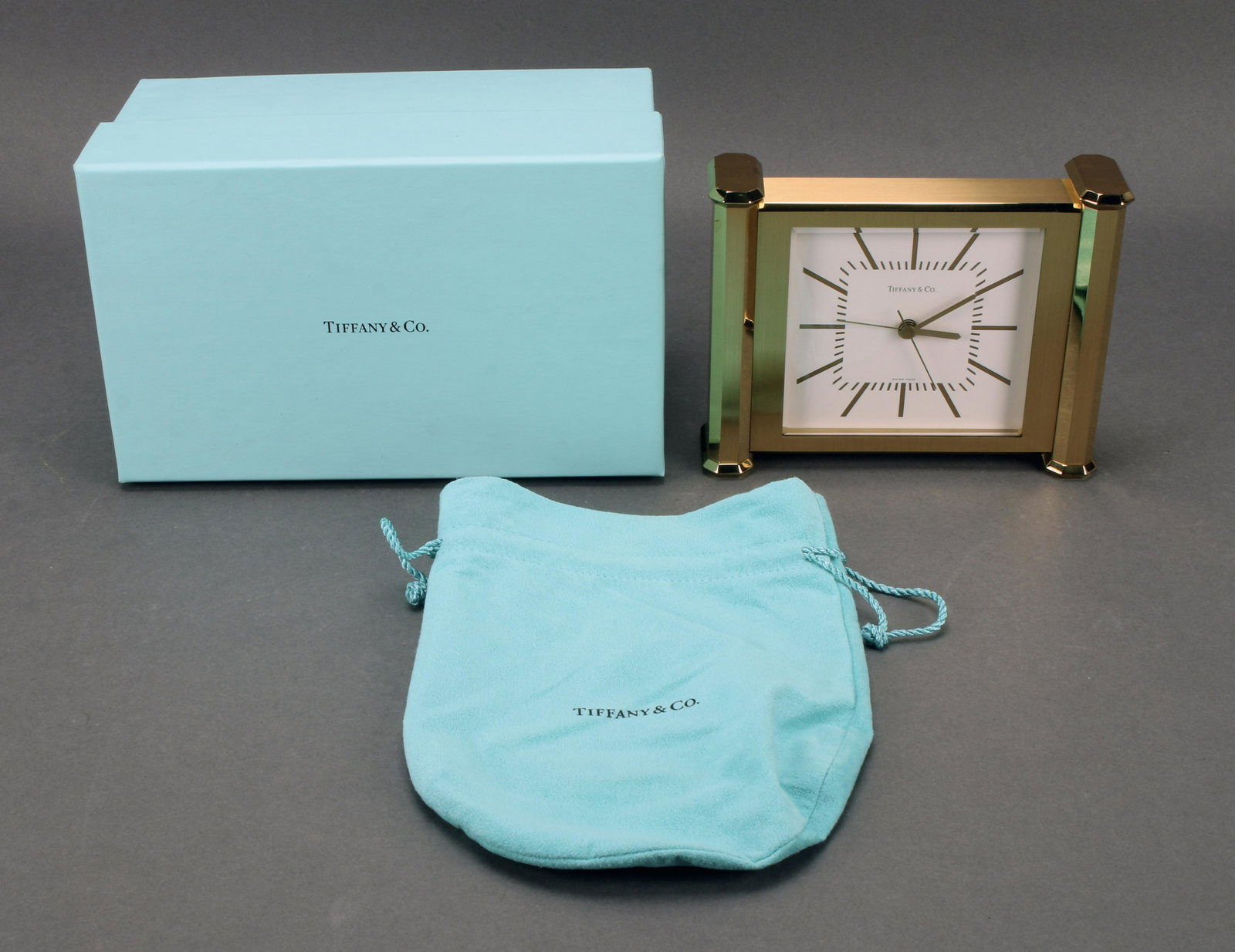 TIFFANY & CO. SWISS BRASS ALARM DESK CLOCK (1 of 5)