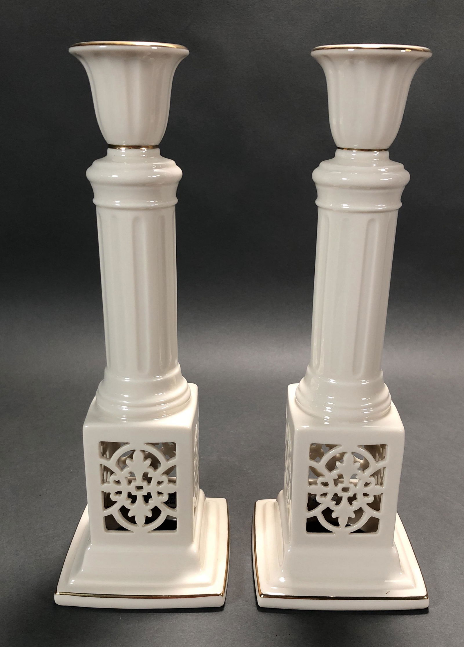 LENOX PIERCED GREEK ROMAN COLUMN CANDLESTICKS (1 of 6)