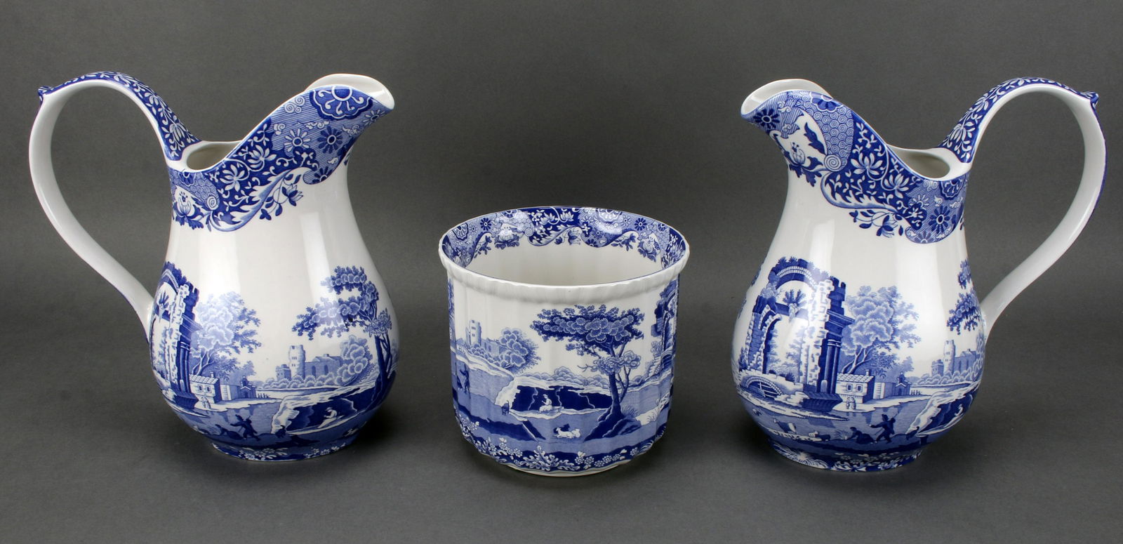 SPODE BLUE AND WHITE ITALIAN PITCHER AND POT (1 of 8)