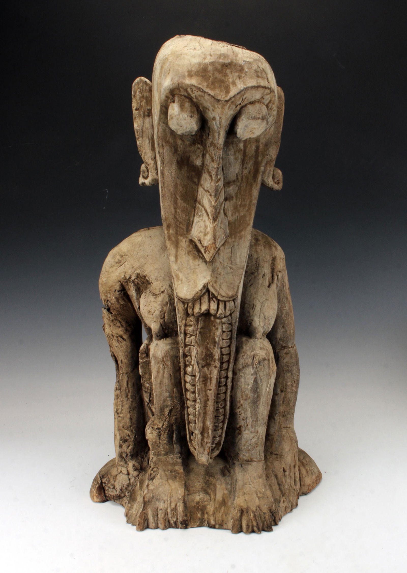 AFRICAN TRIBAL CARVED CROCODILE FERTILITY SCULPTURE (1 of 7)