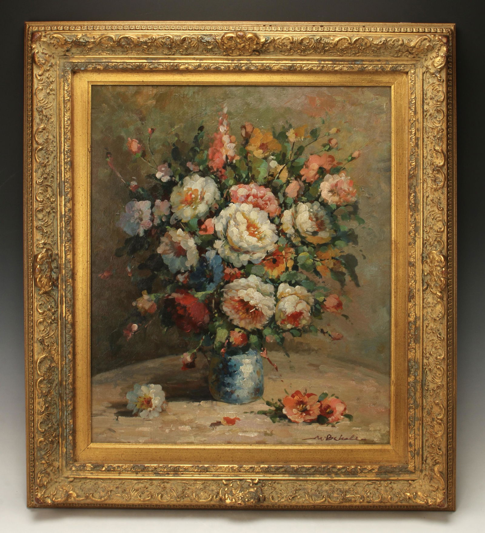 FINE STILL LIFE OF FLOWERS OIL ON CANVAS (1 of 9)