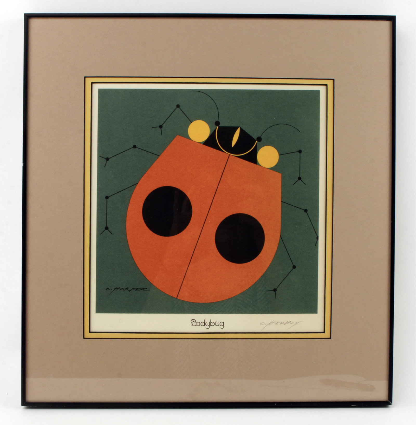 SIGNED CHARLEY HARPER LADYBUG OFFSET LITHO PRINT (1 of 6)
