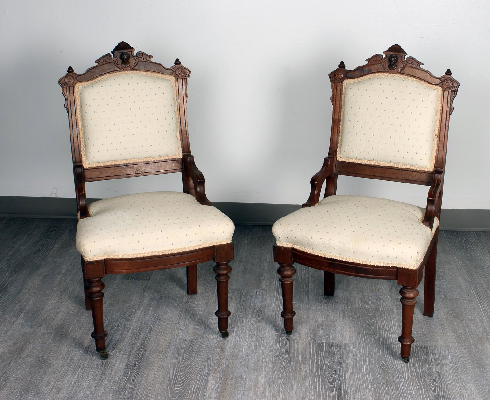 PAIR VICTORIAN EASTLAKE PARLOR CHAIRS (1 of 6)