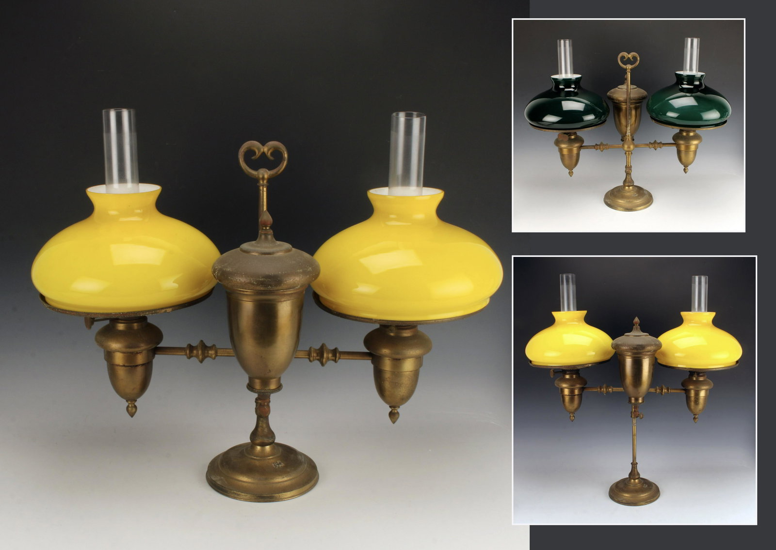 VINTAGE DUPLEX DOUBLE STUDENT OIL LAMP C.1900 (1 of 10)