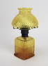 SMALL P&A AMBER GLASS OIL LAMP DIAMOND SHAPED