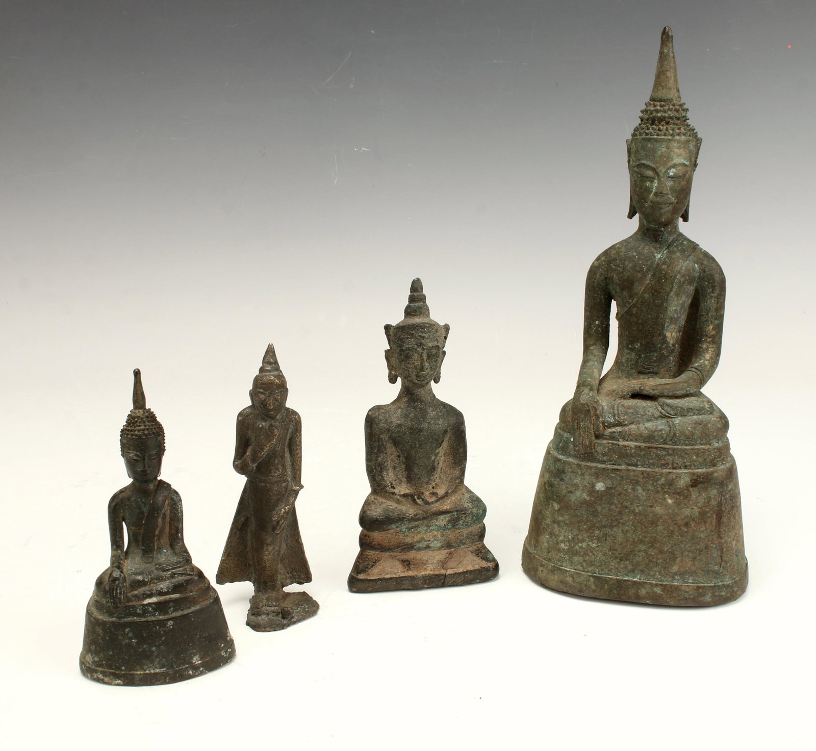 4 ANTIQUE BRONZE BUDDHAS THAILAND LAOS (1 of 4)