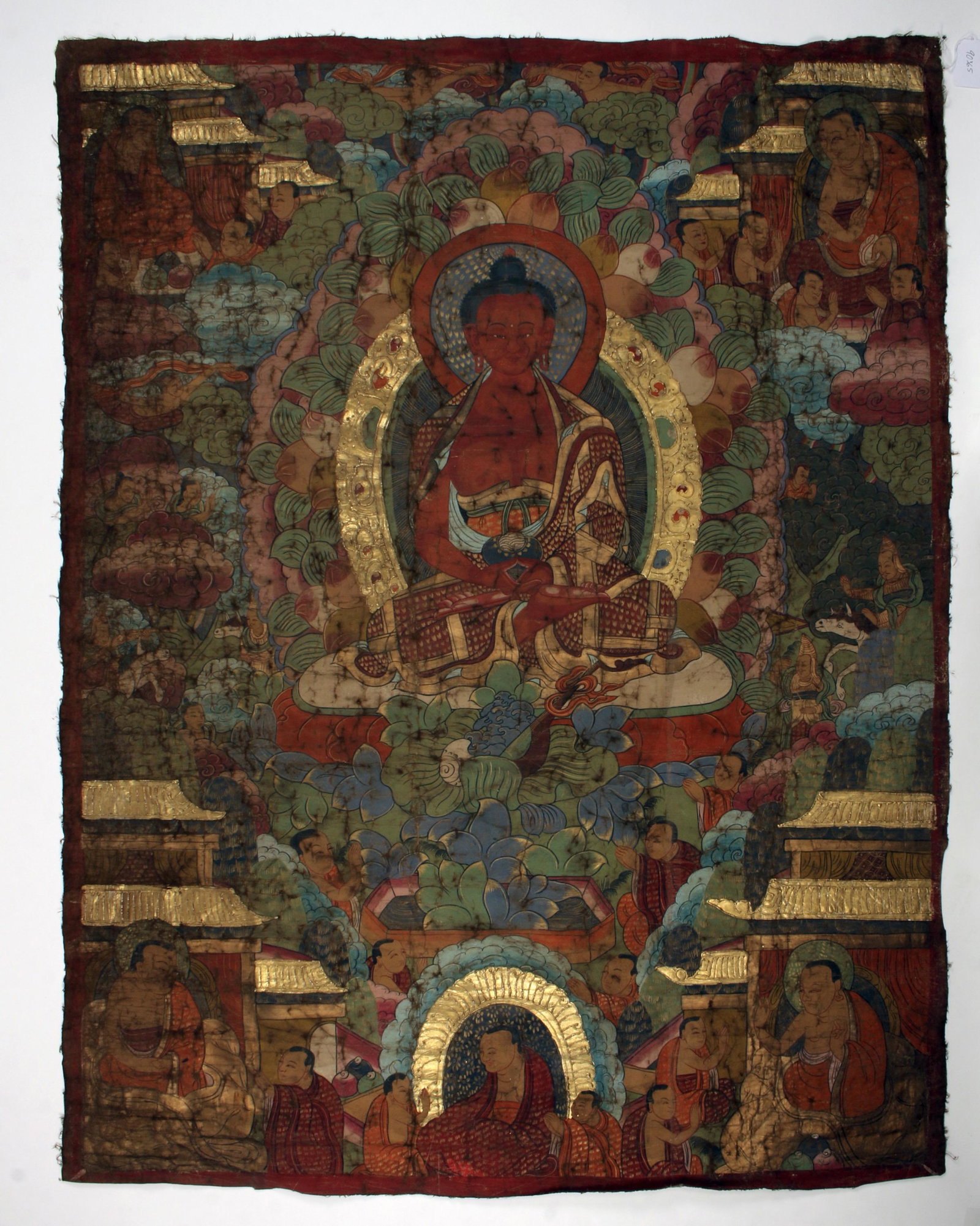 LARGE PAINTED BUDDHA THANGKA (1 of 7)
