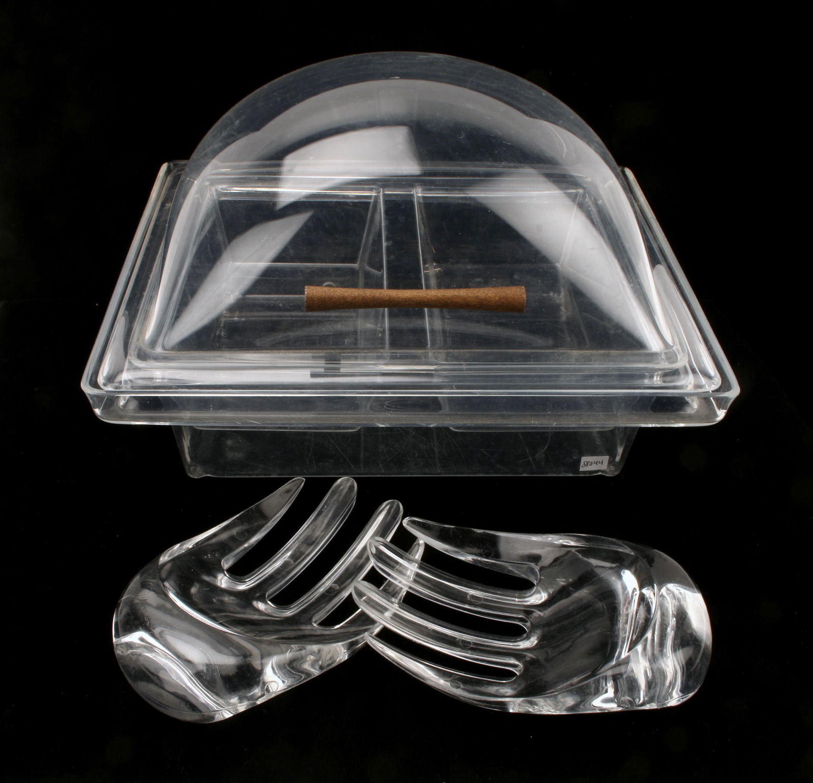 MCM LUCITE BUBBLE BAR SALAD SET WITH HAND SERVERS (1 of 7)