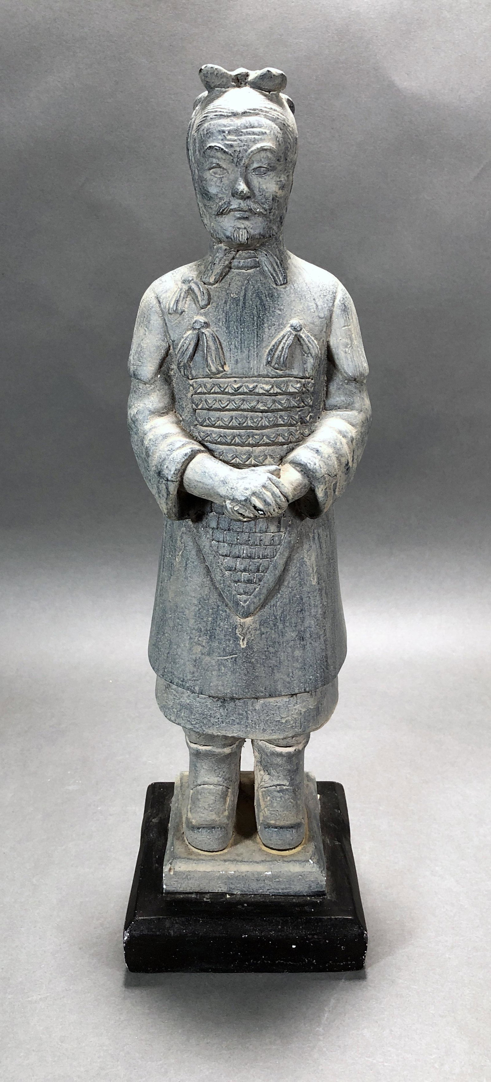 TERRACOTTA WARRIOR STATUE: TERRACOTTA WARRIOR STATUE Statue of Terracotta Chinese Warrior on base 15" x 4" x 4 1/4" Shipping: