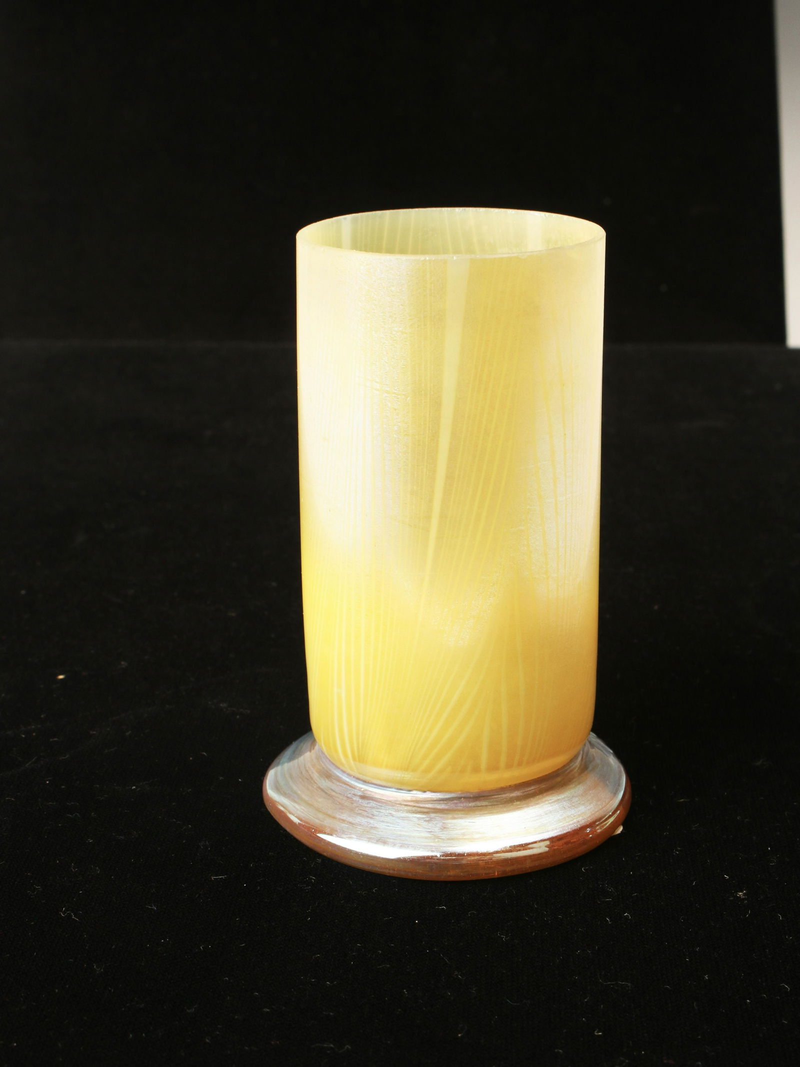 HAND BLOWN FAVRILE GLASS YELLOW BUD VASE (1 of 6)