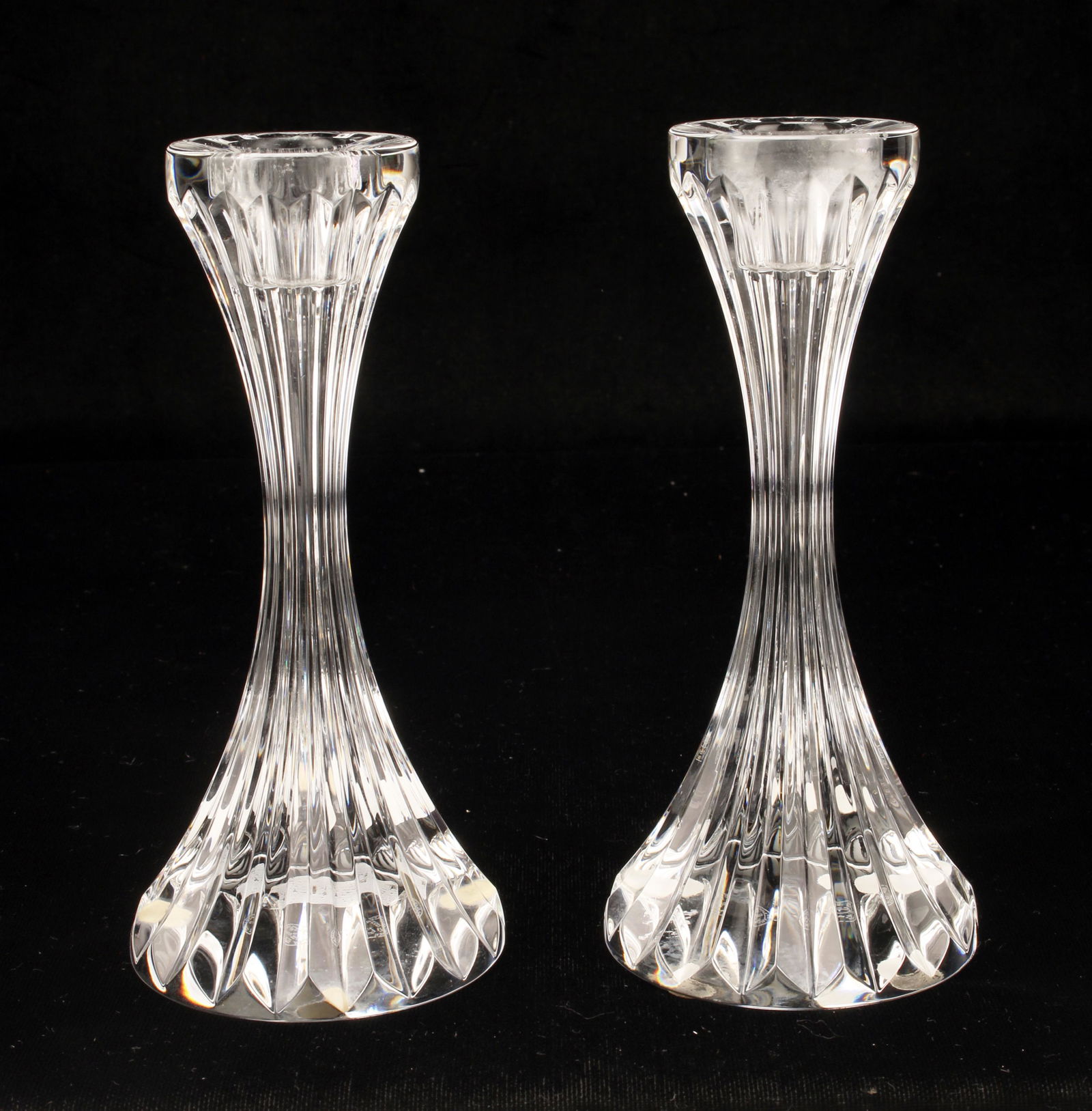PAIR BACCARAT CRYSTAL PILLAR CANDLESTICKS (1 of 4)