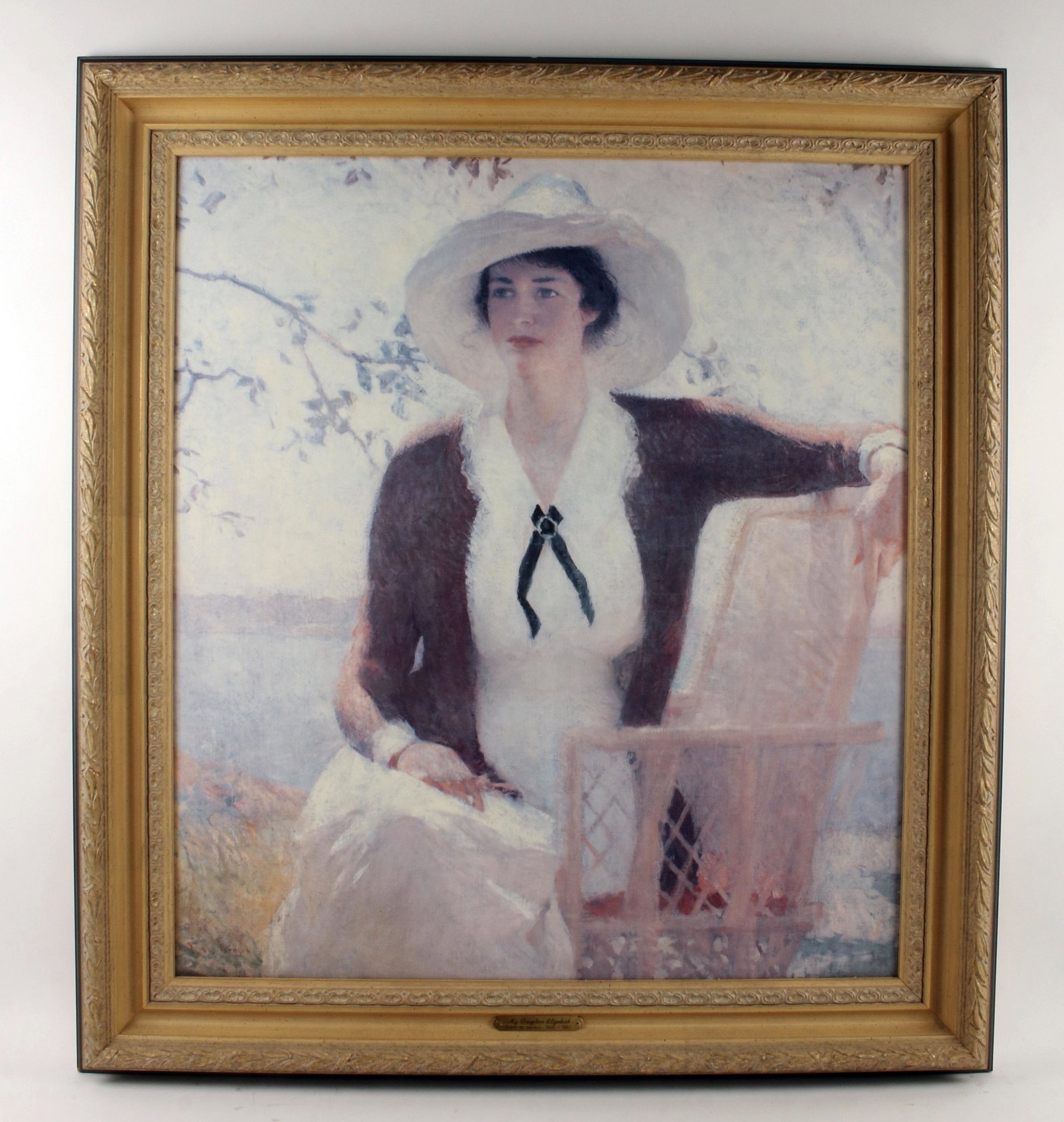 FRANK W. BENSON MY DAUGHTER ELIZABETH REPLICA: FRANK W. BENSON MY DAUGHTER ELIZABETH REPLICA DeNunzio Masters Collection oil replica on canvas of Frank W. Benson (American 1862-1951) painting "My Daughter Elizabeth". Painte