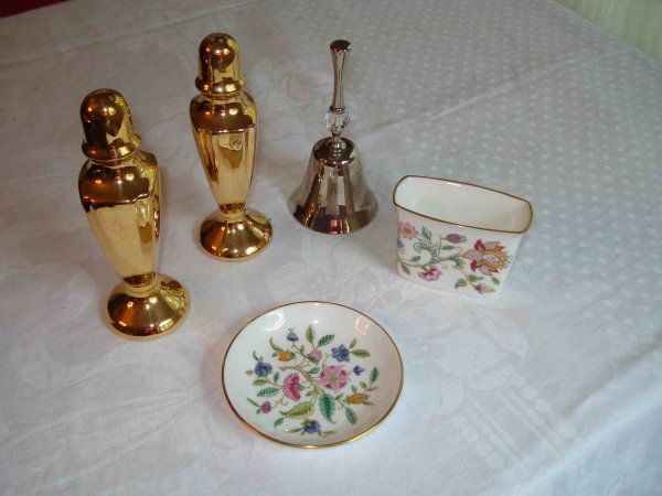 Miscellaneous: A silver dinner bell, spode, etc.