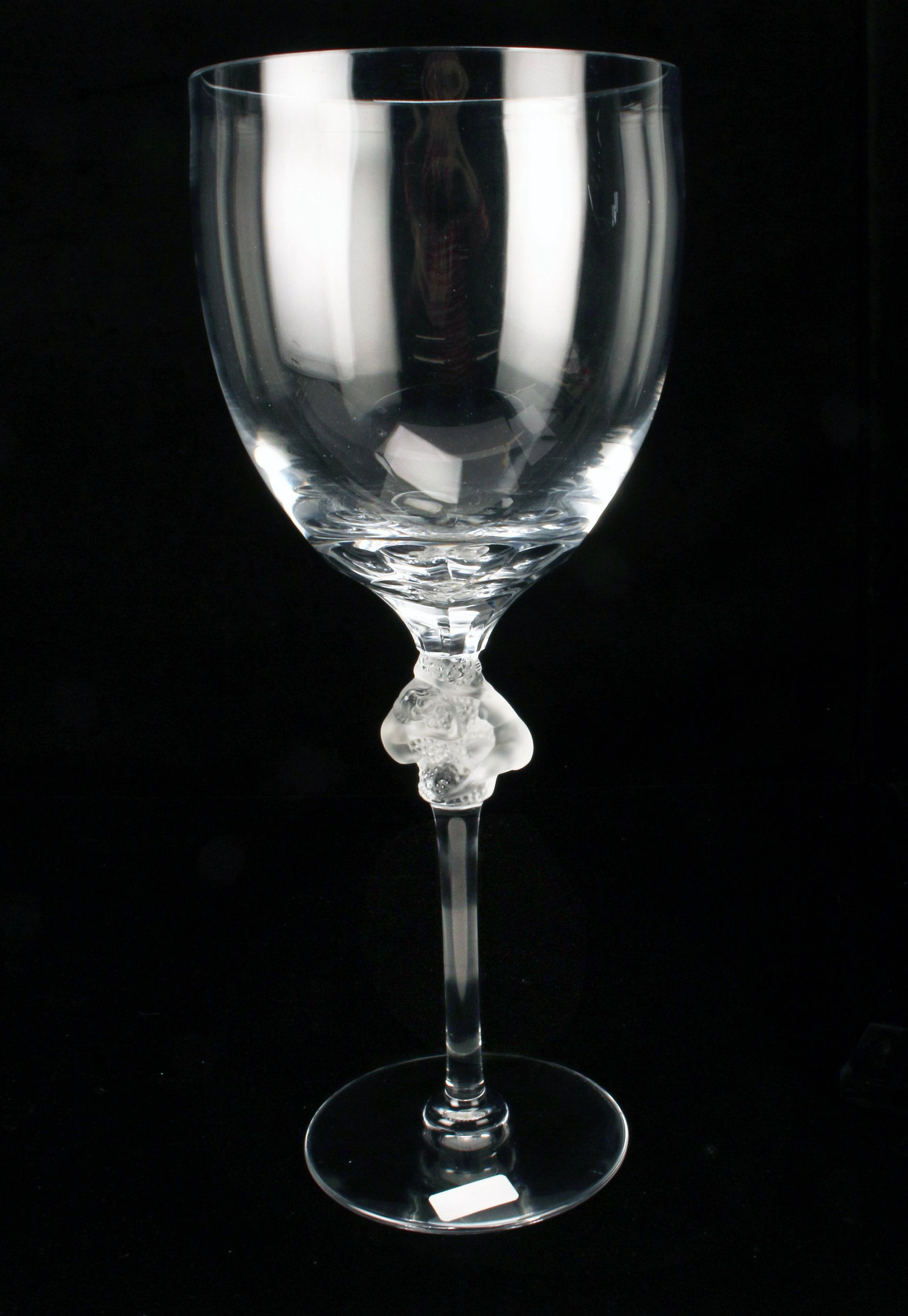 LARGE LALIQUE ROXANE NUDE VASE/GLASS SIGNED: LARGE LALIQUE ROXANE NUDE VASE/GLASS SIGNED Impressively sized pair of centerpiece/flower vase/toasting glass. Roxane nude flower vase in the form of an oversized goblet with frosted gla