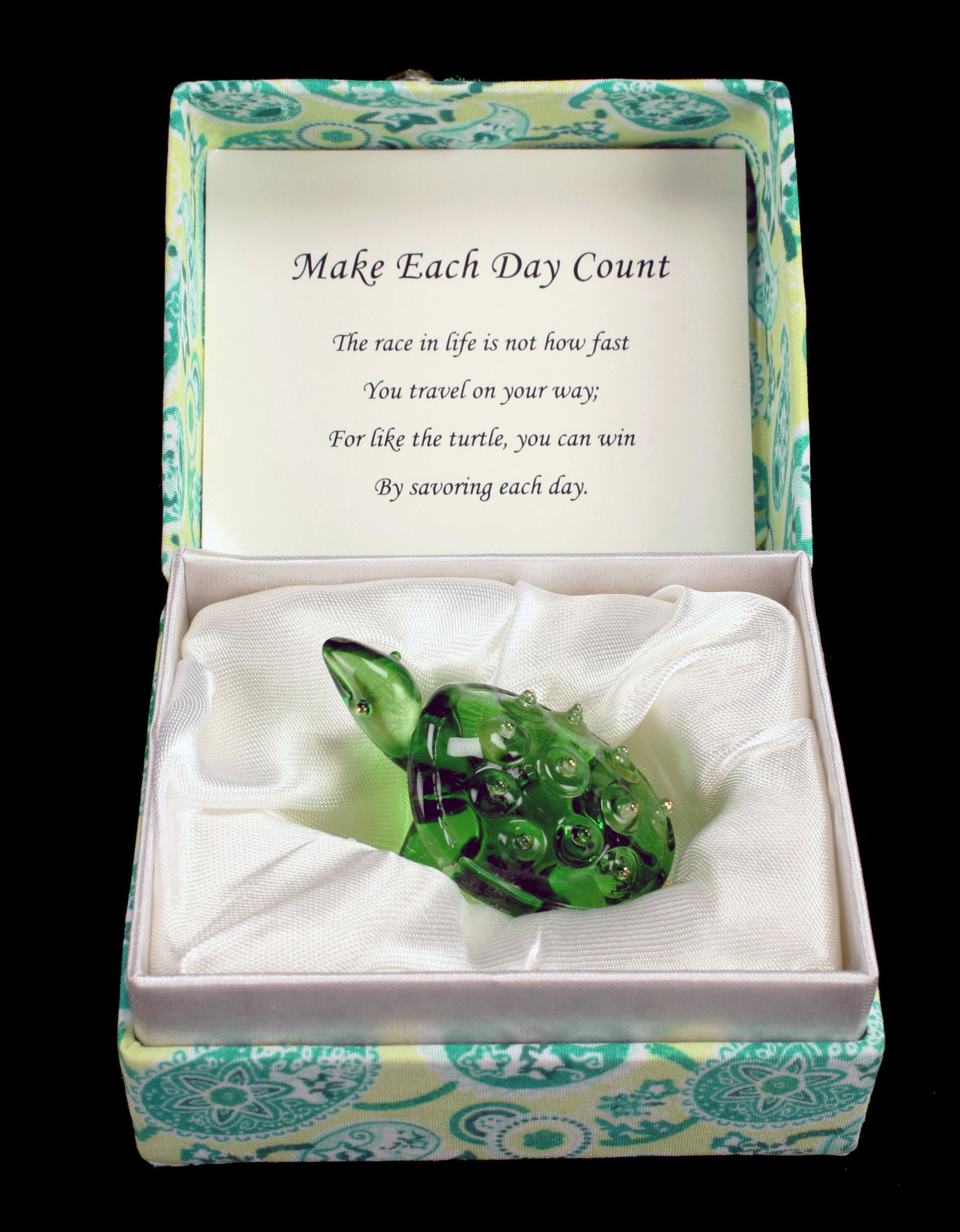 MESSENGERS GREEN GLASS TURTLE IN BOX (1 of 4)