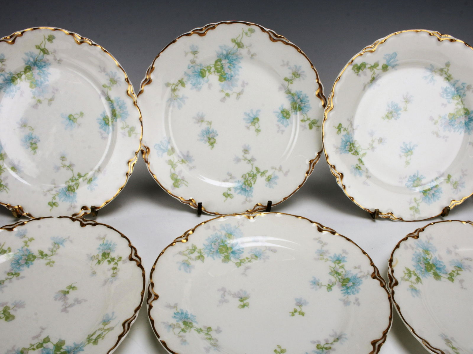 12 HAVILAND LIMOGE BLUE FLOWER DISHES (1 of 2)
