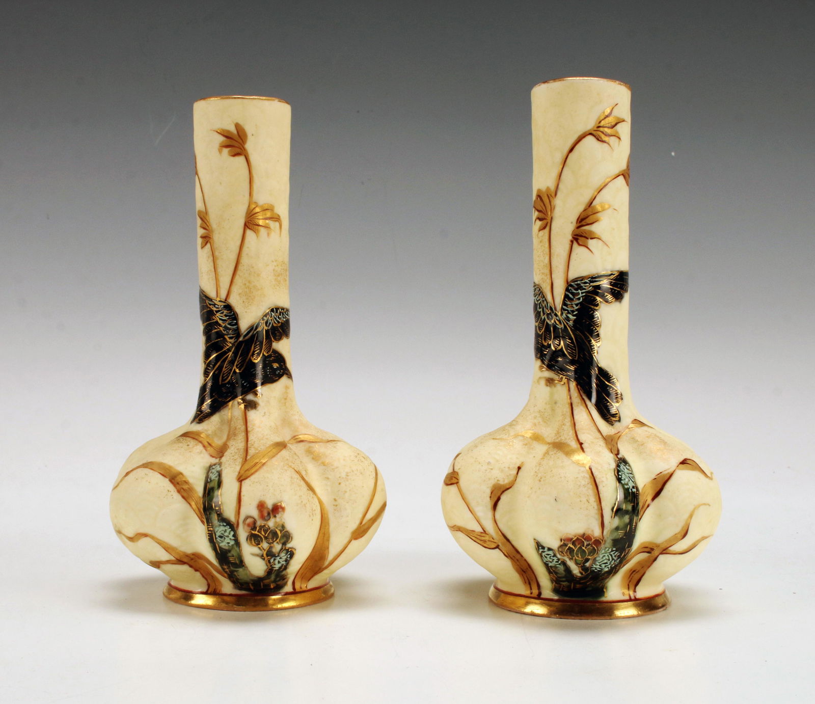 PAIR SMALL CONTINENTAL ART NOUVEAU VASES (1 of 9)
