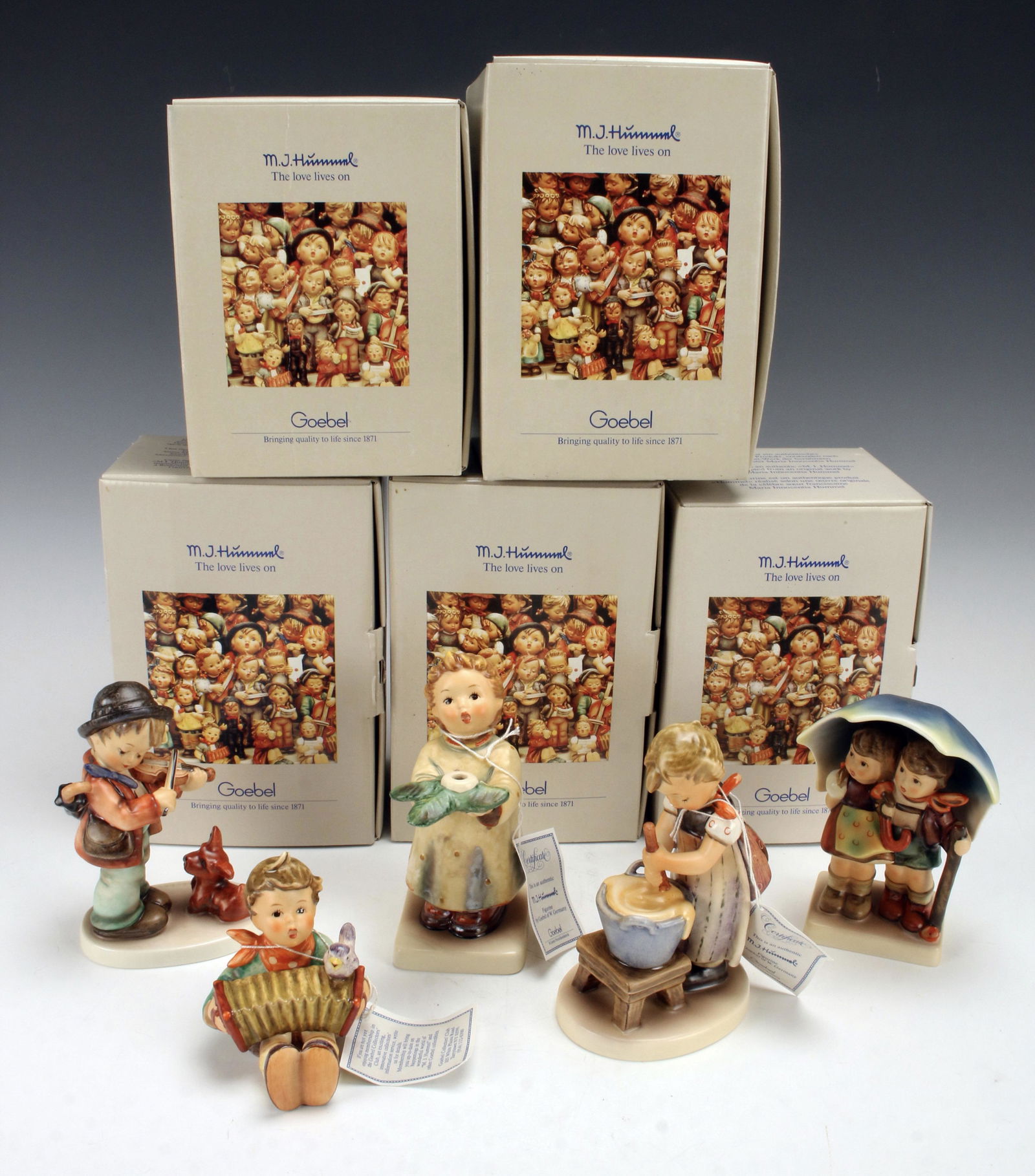 FIVE HUMMEL FIGURINES IN BOX TMK-6 (1 of 7)