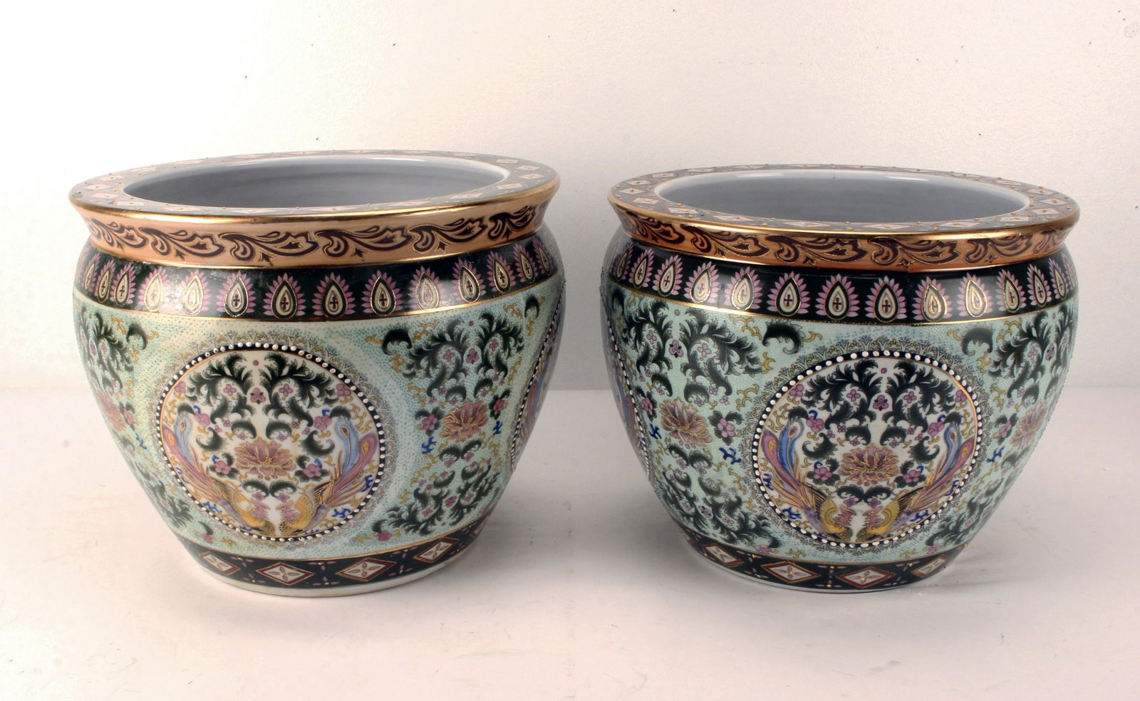 PAIR LARGE PORCELAIN FISH PLANTERS (1 of 8)