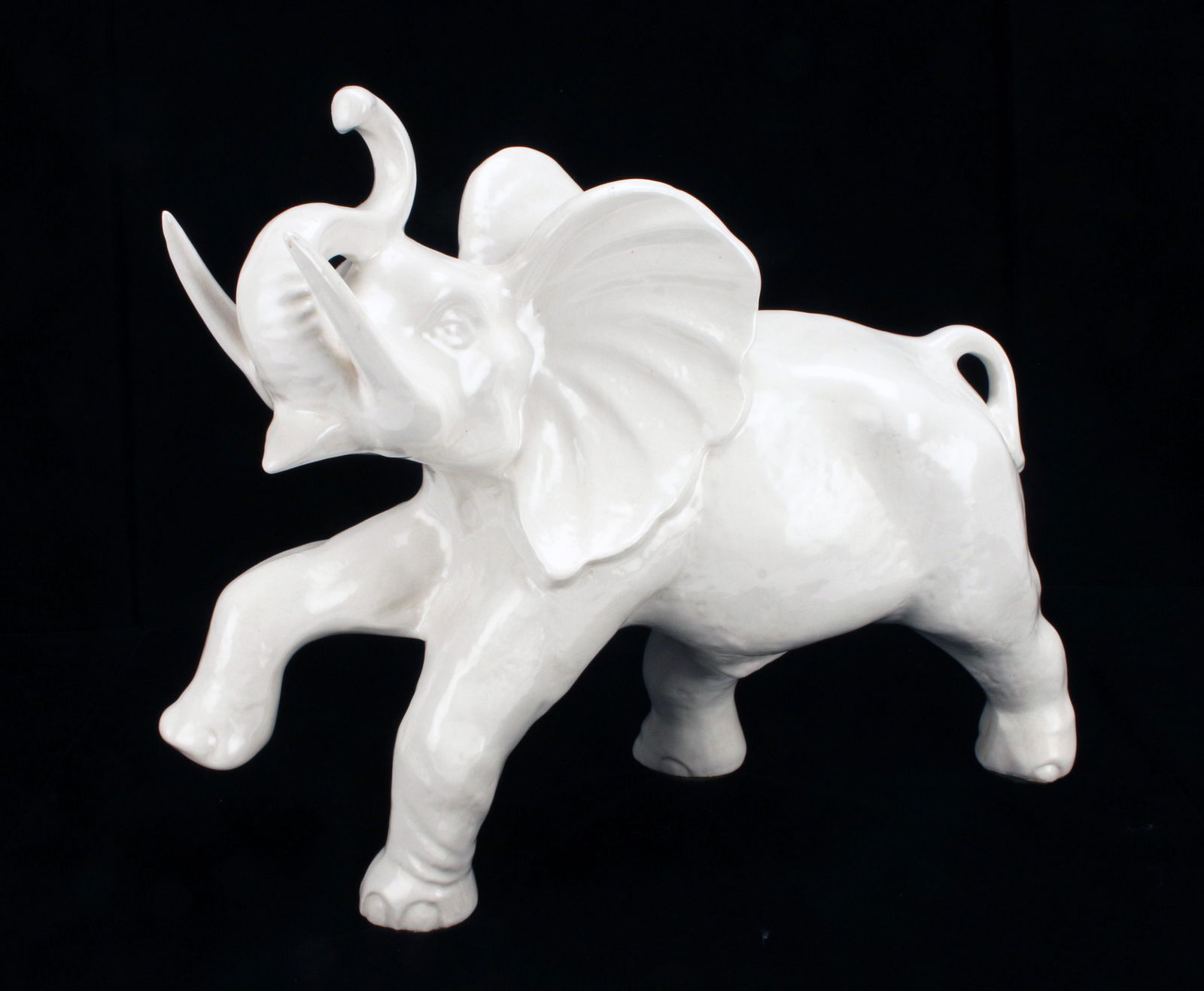 LARGE WHITE CERAMIC ELEPHANT SCULPTURE (1 of 4)