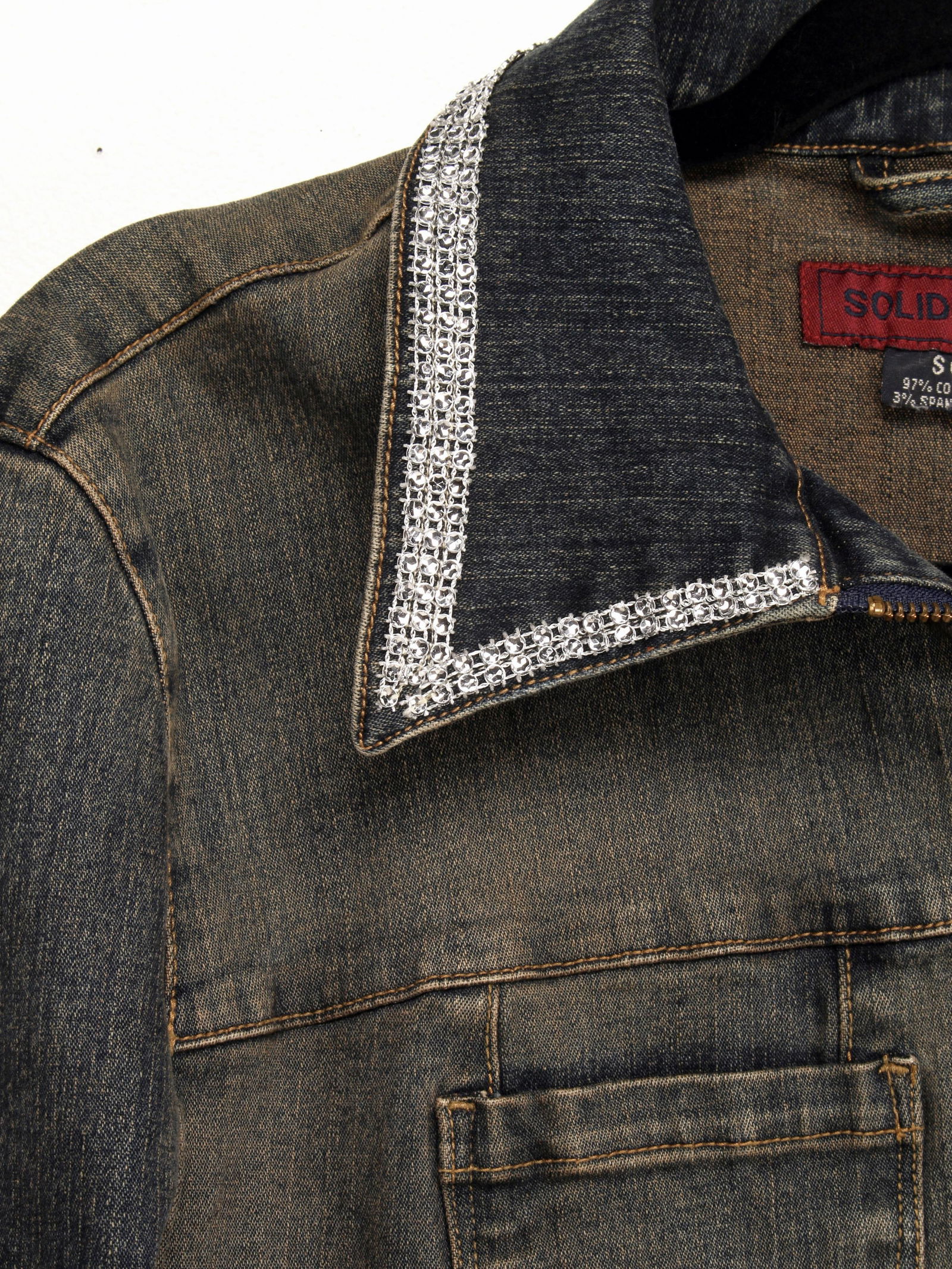 RHINESTONE EMBELLISHED VINTAGE JEAN JACKET (1 of 5)