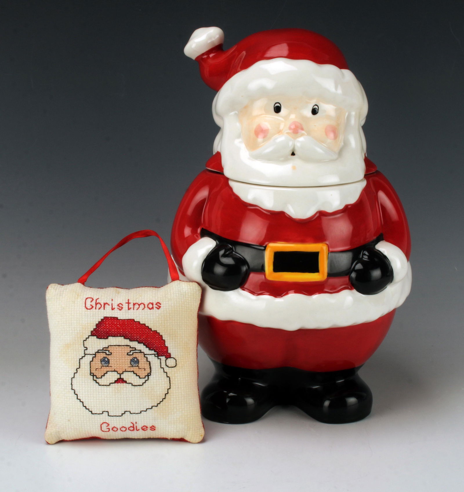 JOLLY SANTA COOKIE JAR & SANTA PILLOW (1 of 5)