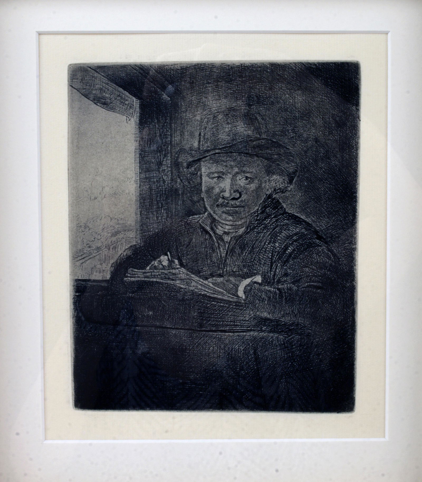 REMBRANDT SELF PORTRAIT DRAWING AT A WINDOW (1 of 8)