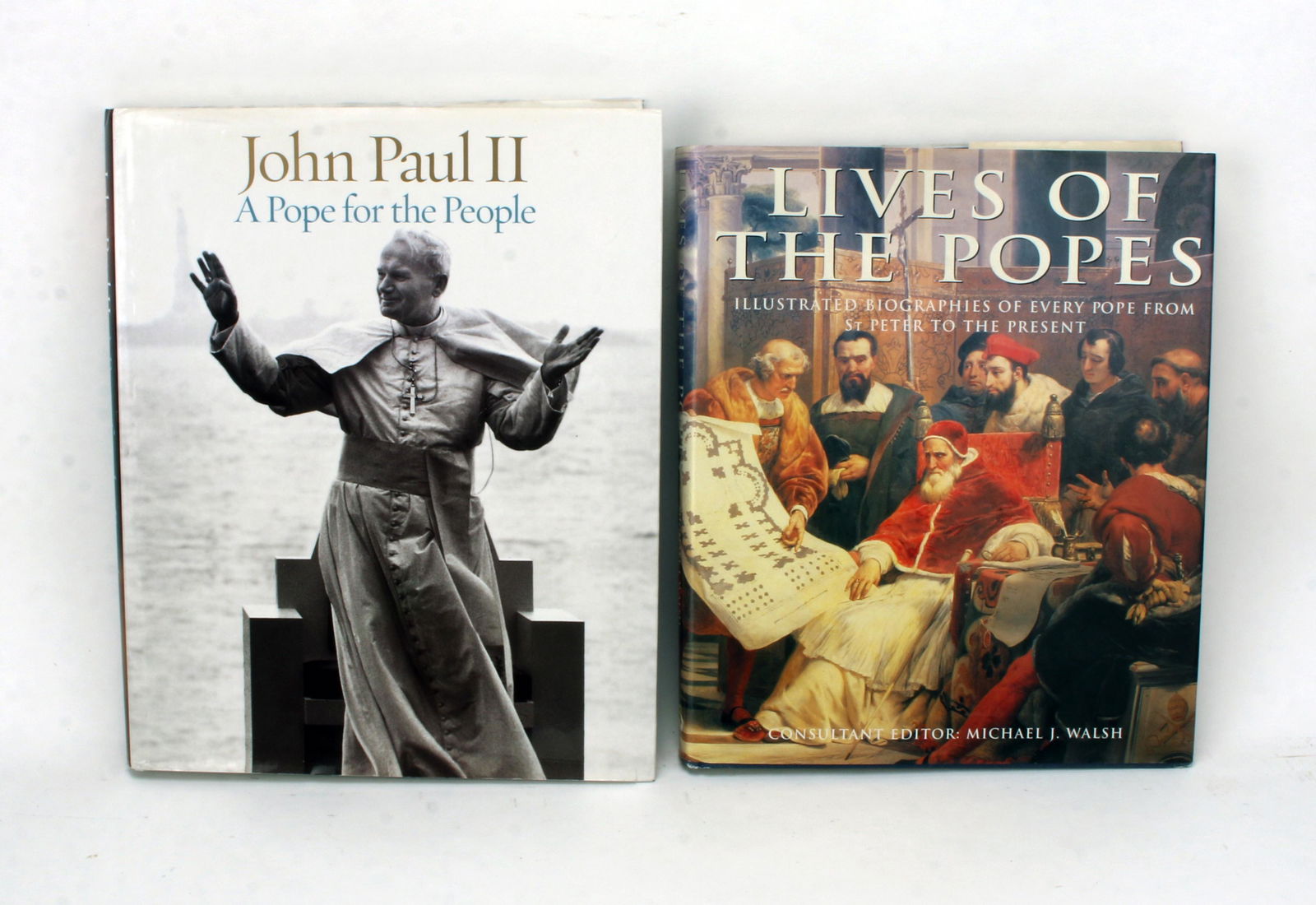 2 COFFEE TABLE BOOKS ABOUT POPES: 2 COFFEE TABLE BOOKS ABOUT POPES Lives of the Popes: Illustrated Biographies of Every Pope from St. Peter to the Present - hardcover, dust jacket, copyright 1998, John Paul II: A Pope f