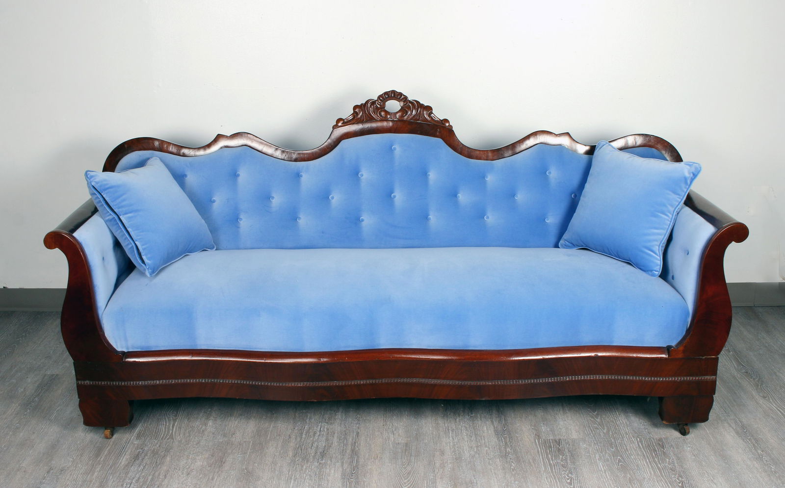 AMERICAN EMPIRE MAHOGANY UPHOLSTERED SOFA (1 of 5)