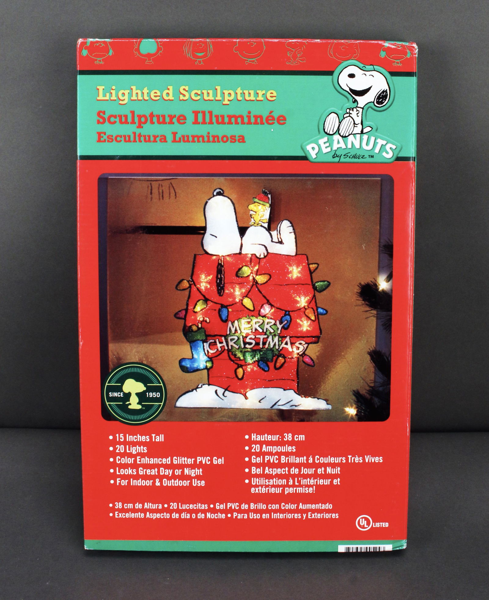 CHRISTMAS PEANUTS SNOOPY LIGHTED SCULPTURE IN BOX (1 of 4)