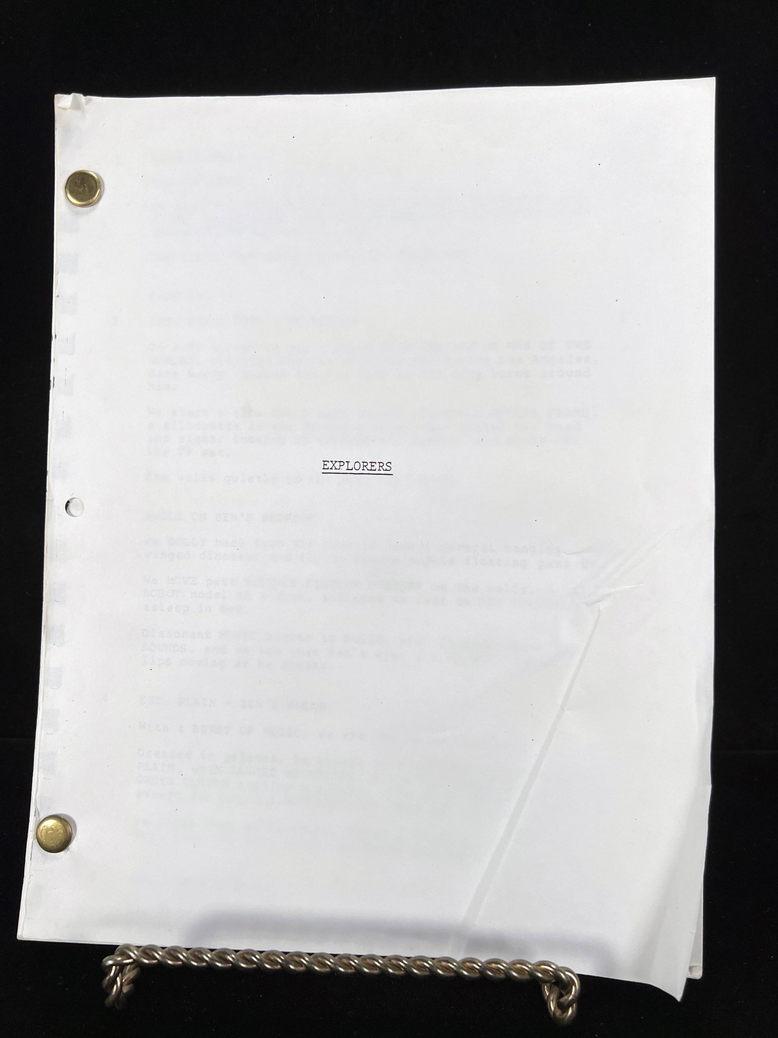 "EXPLORERS" 1985 MOVIE PRODUCTION SCRIPT: "EXPLORERS" 1985 MOVIE PRODUCTION SCRIPT Production script for the 1985 family science fiction move "Explorers" starring Ethan Hawk and River Phoenix.