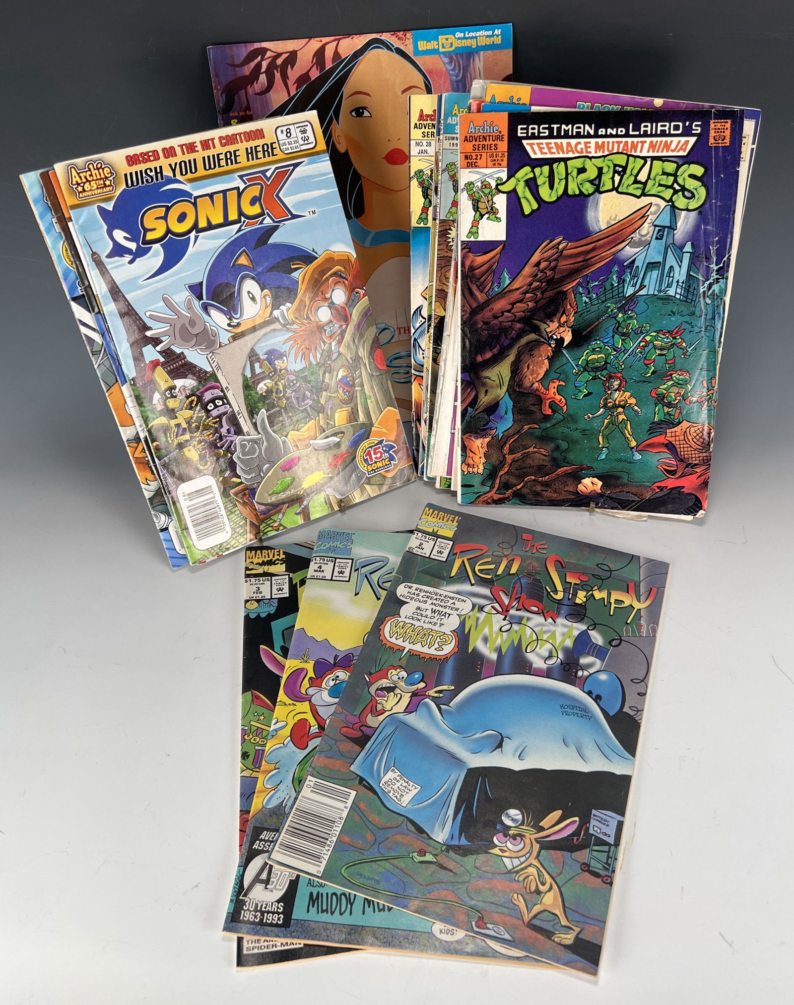LOT OF SONIC X, TMNT, REN & STIMPY COMICS: LOT OF SONIC X, TMNT, REN & STIMPY COMICS Including The Disney Catalog Shipping: Shipping and handling in the continental US will