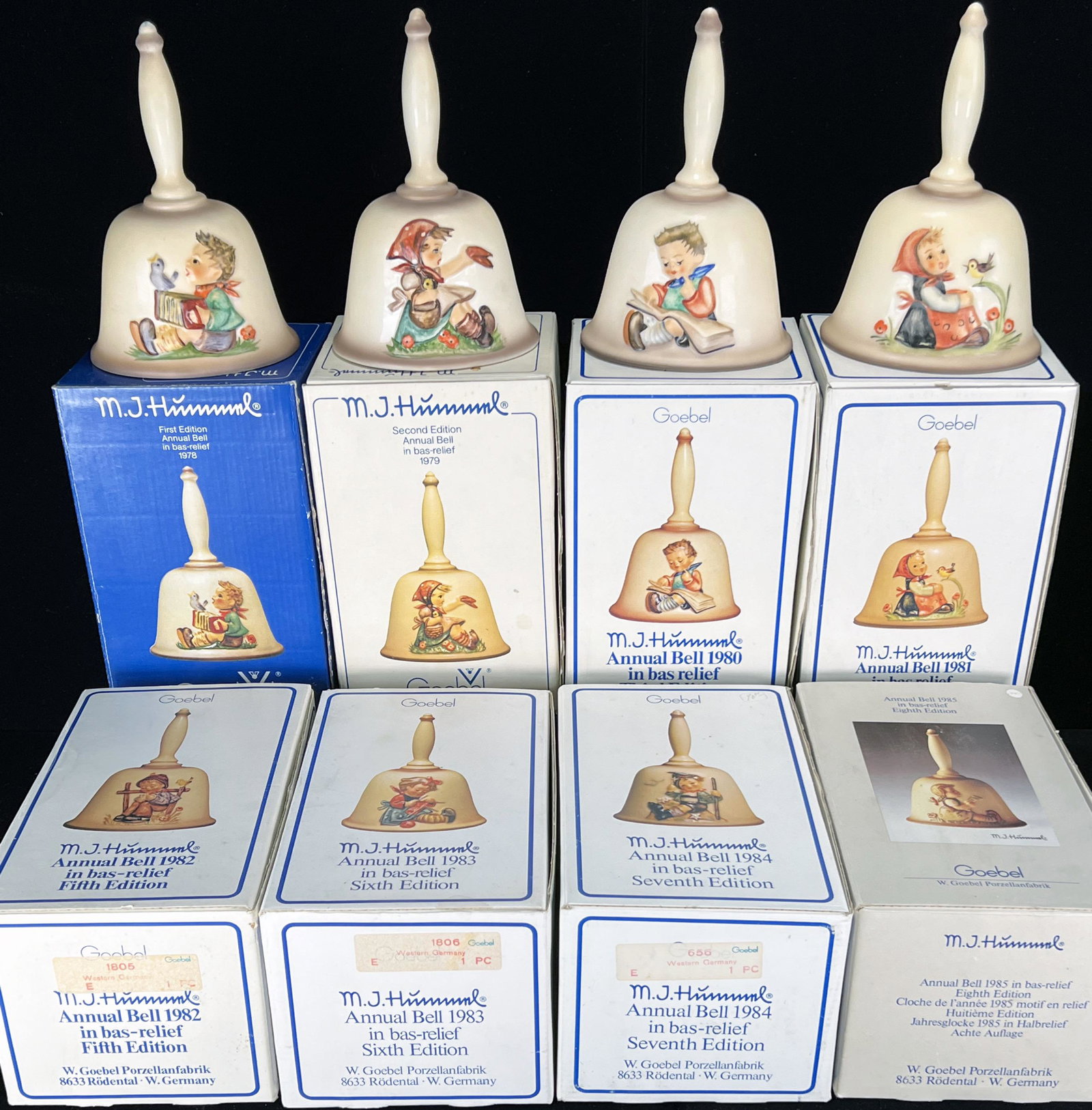 LOT OF GOEBEL HUMMEL BELLS IN BOX 1978 - 1985 (1 of 5)