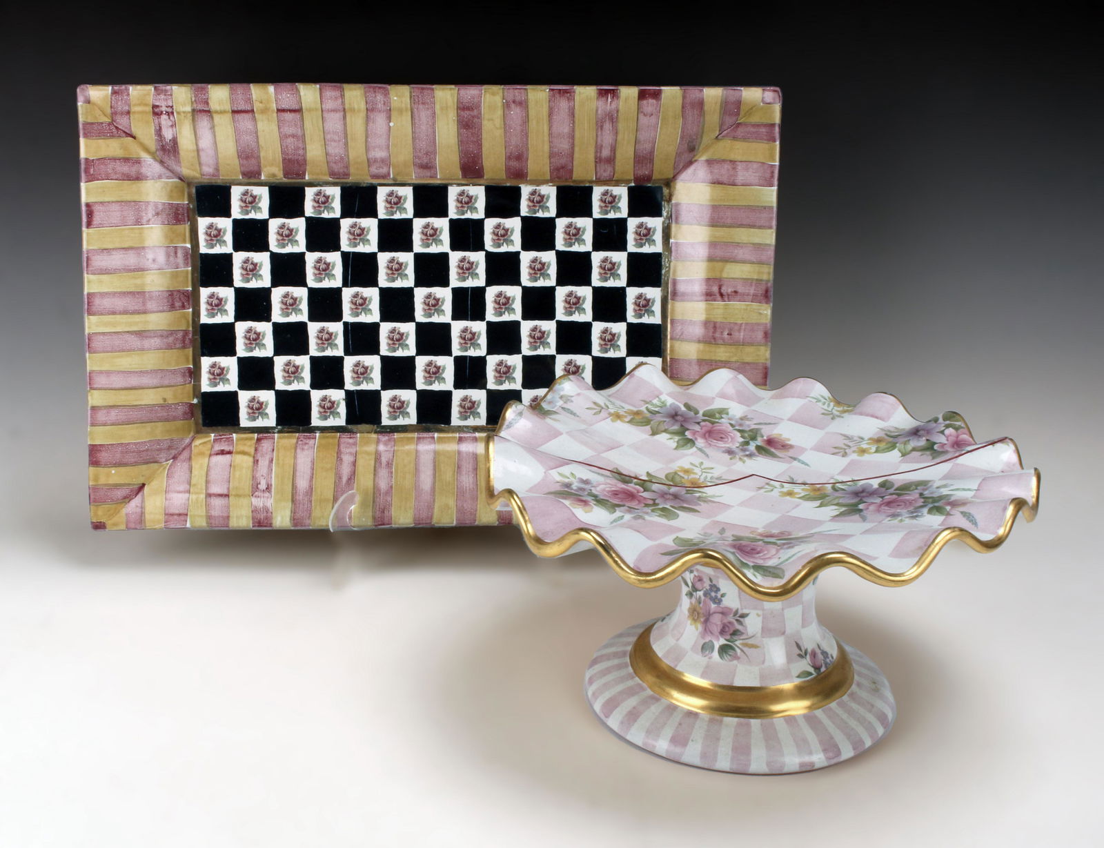 MACKENZIE CHILDS LARGE PLATTER & CAKE PLATE (1 of 7)