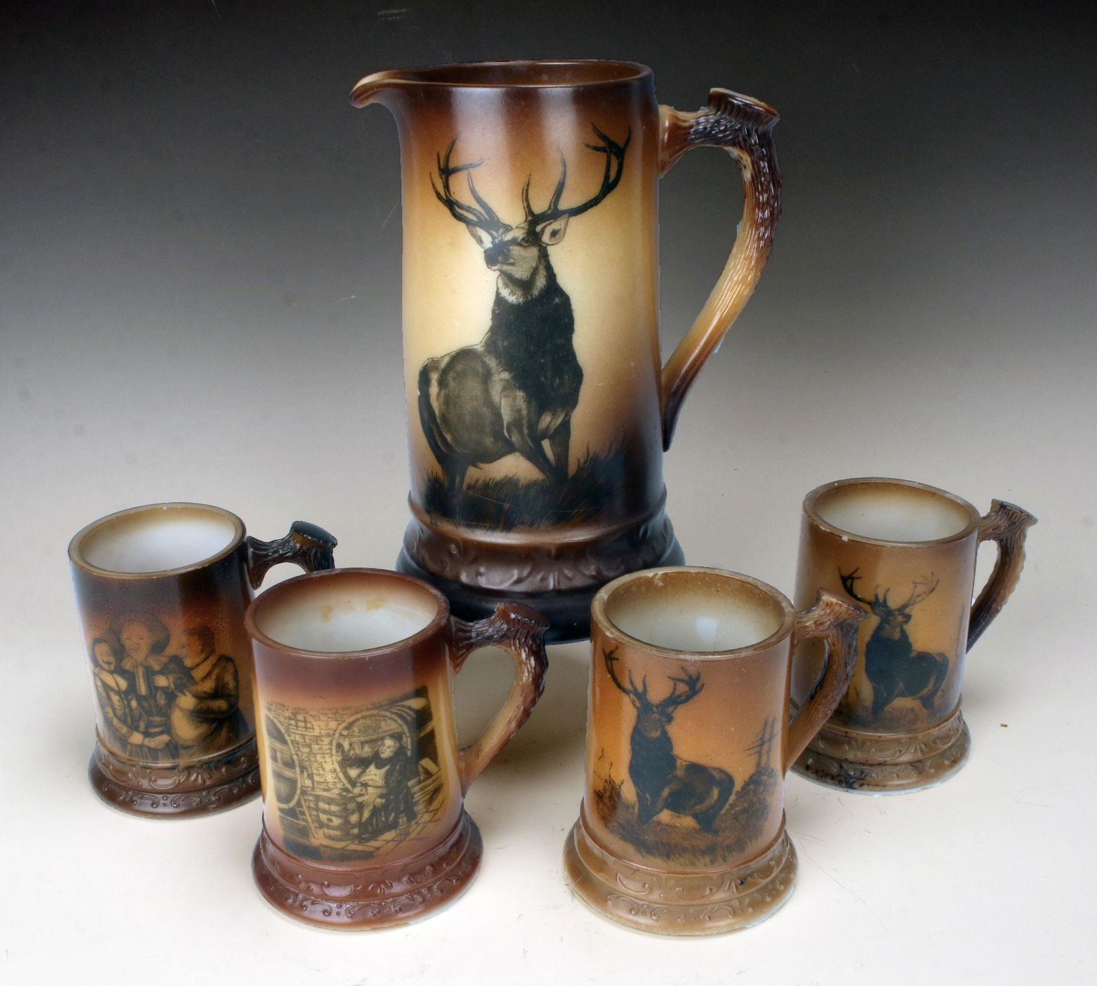 STAG PITCHER & TANKARDS STEINS SET (1 of 7)