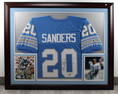 FRAMED AUTOGRAPHED BARRY SANDERS JERSEY W/ COA