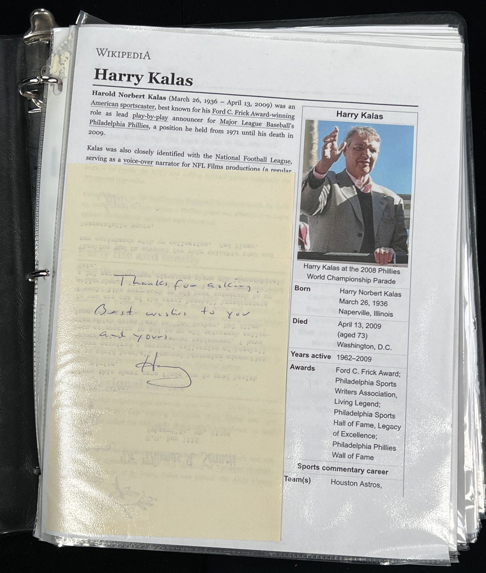 BINDER OF SPORT CELEBRITY AUTOGRAPHS (1 of 5)