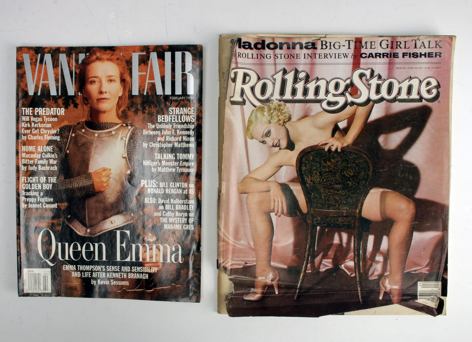 ENTERTAINMENT MAGAZINE LOT: ENTERTAINMENT MAGAZINE LOT Lot includes one issue of "Vanity Fair" from February 1996 and one issue of "Rolling Stone" from June, 13th 1991. Rolling Stone front c
