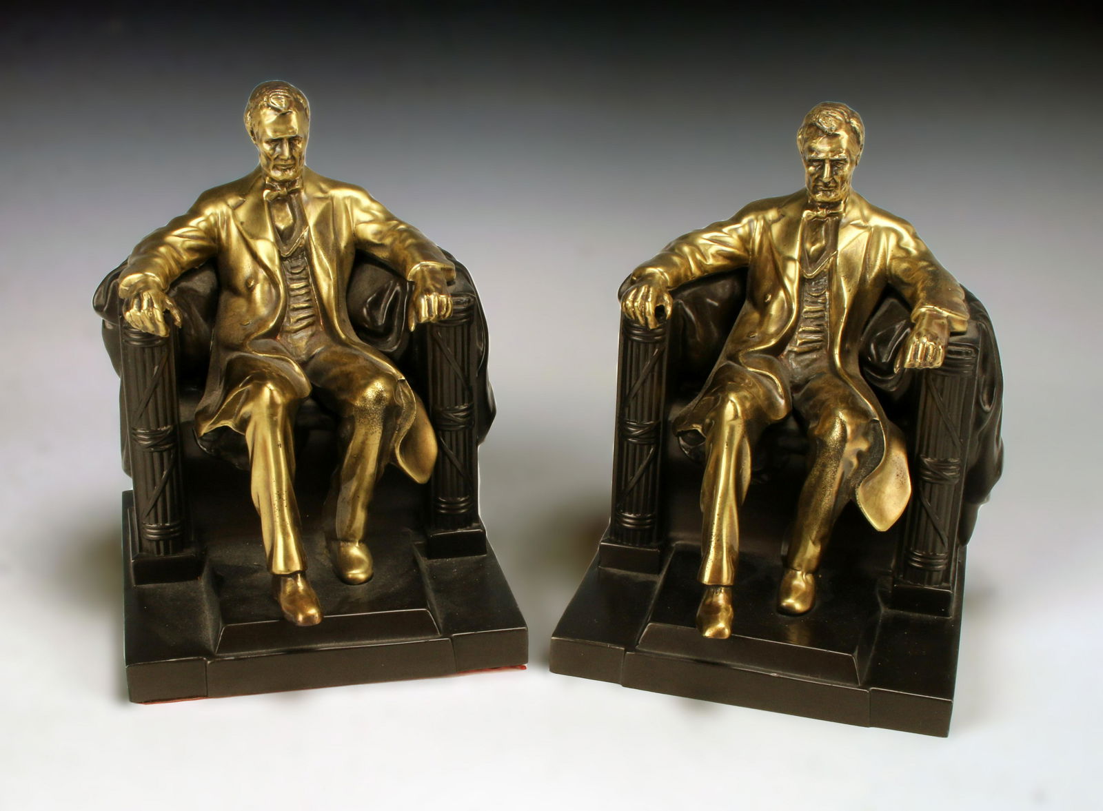 BRONZE ABRAHAM LINCOLN SEATED MEMORIAL BOOKENDS (1 of 4)